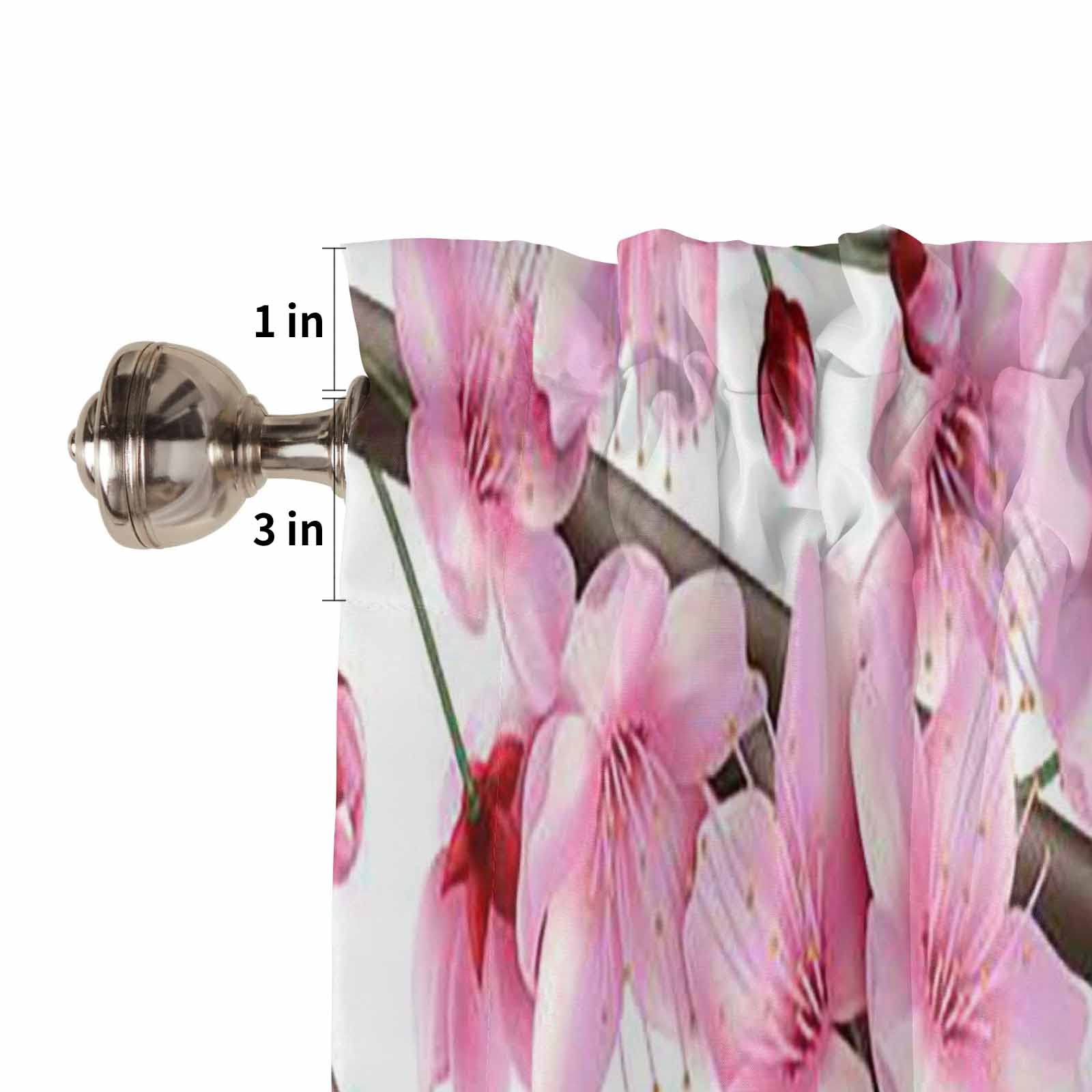 Cherry Blossom Floral Valance Curtains - Rod Pocket Window Treatment for Bedroom, Kitchen & Small Windows - Thermal Insulated & Machine Washable - Pink Spring Floral Design - 1 Panel (54