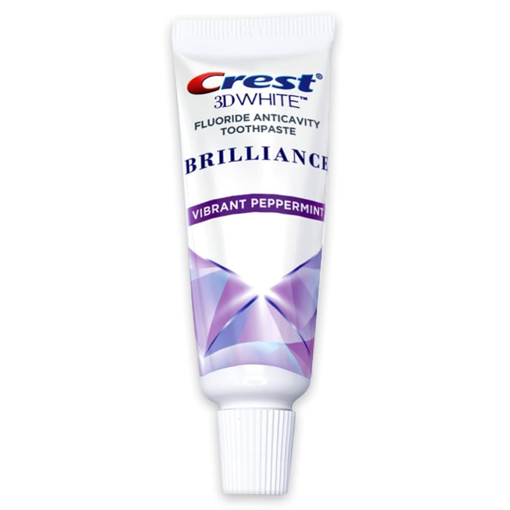 Crest 3D White Brilliance Advanced Whitening Toothpaste with Stain Protection - Vibrant Peppermint Flavor, 0.85 oz | Professional Teeth Whitening for Daily Use at Home or Travel