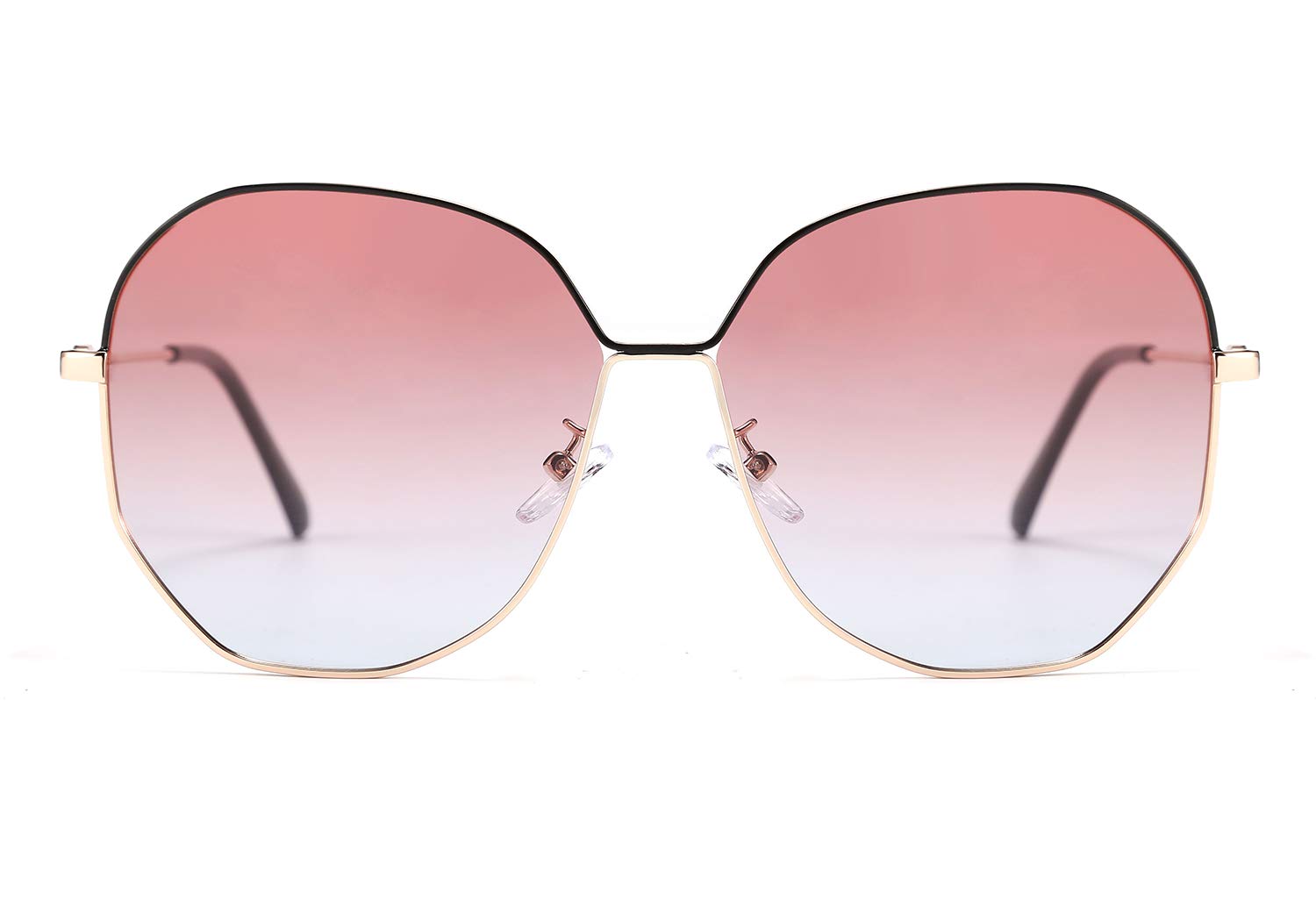 FEISEDY Hexagon Sunglasses for Women - Gradient Lens, Metal Frame, UV Protection - Perfect for Beach, Driving & Outdoor Activities