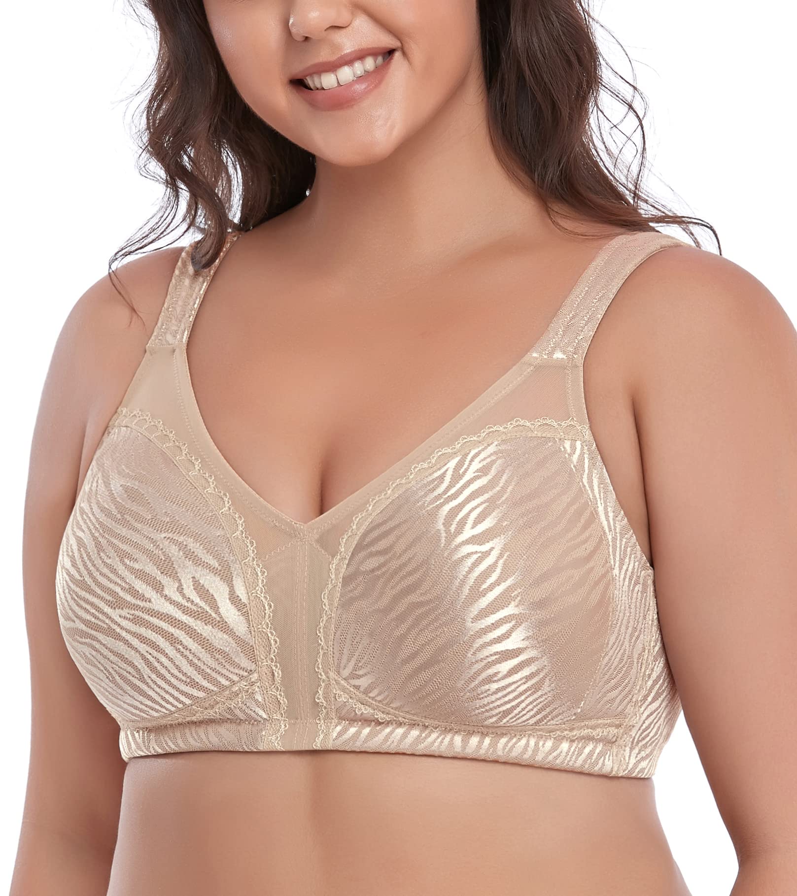 DotVol Women's Minimizer Bras - Comfortable Non-Padded Full Coverage Wirefree Bra for Large Busts & Plus Size - Perfect for Everyday Wear, Work & Relaxation