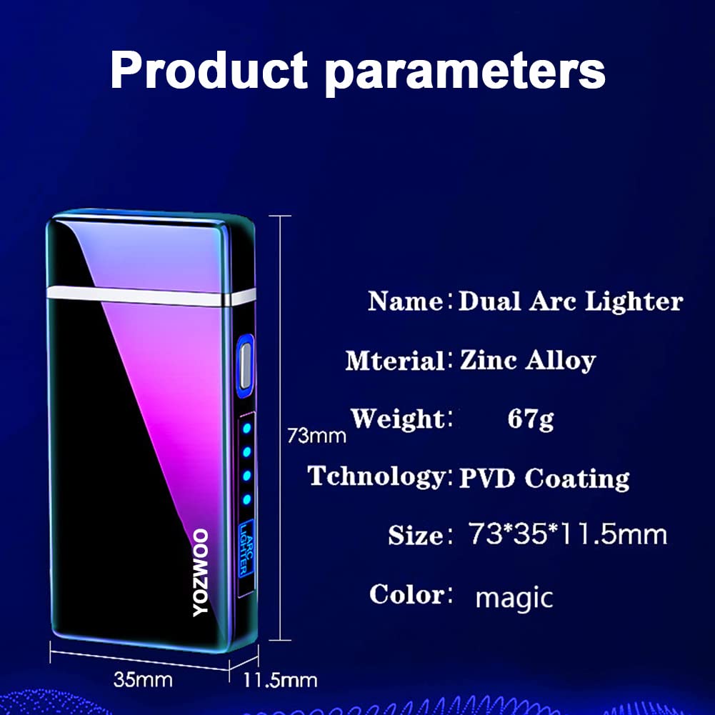 YOZWOO USB Rechargeable Plasma Lighter - Windproof Dual Arc Lighter for Camping & Gifts