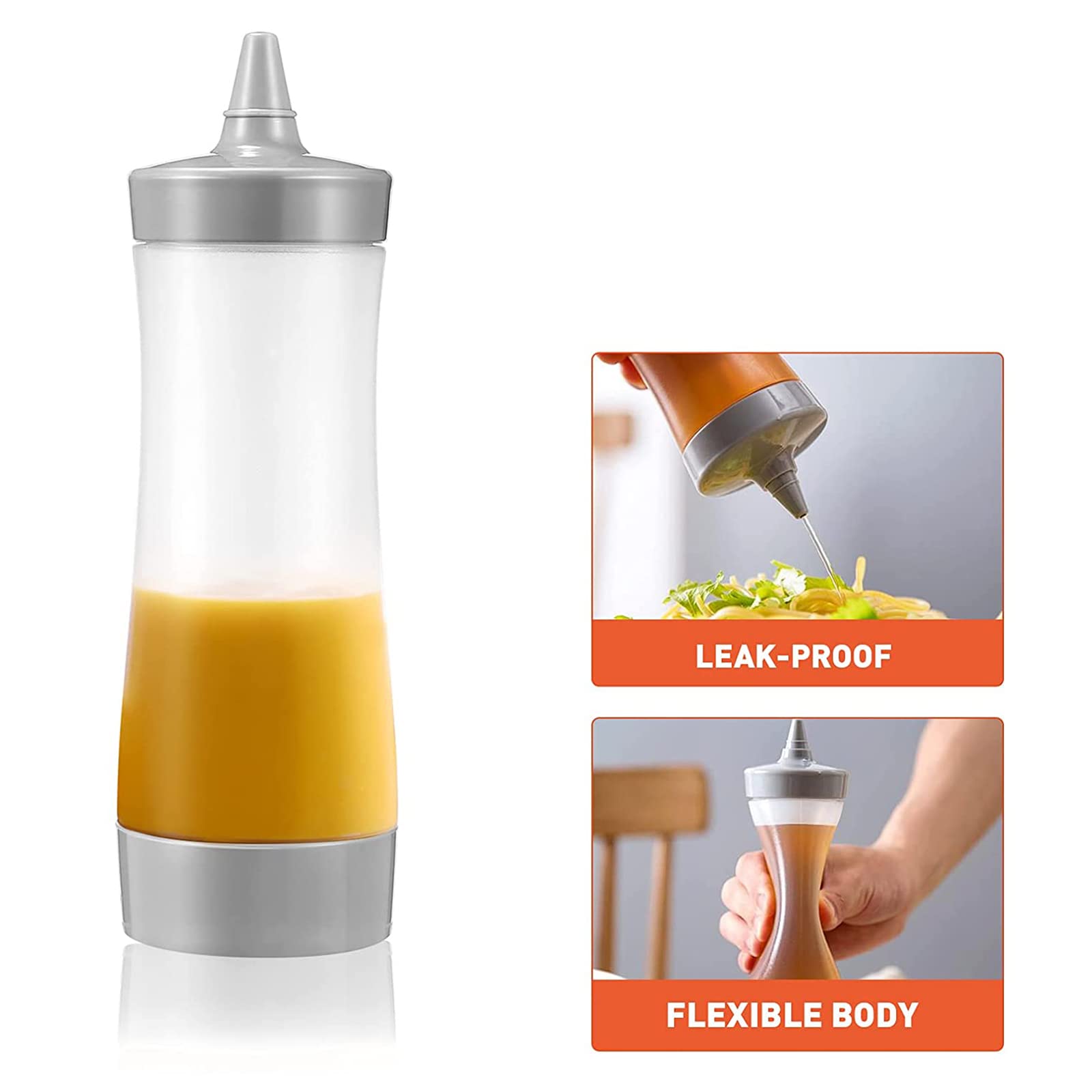 Ochine 12 oz Plastic Squeeze Bottles - Condiment Dispenser for Ketchup, BBQ Sauce, Syrup & Dressings - Leak-Proof Squirt Bottles for Kitchen, Restaurant & Craft Projects