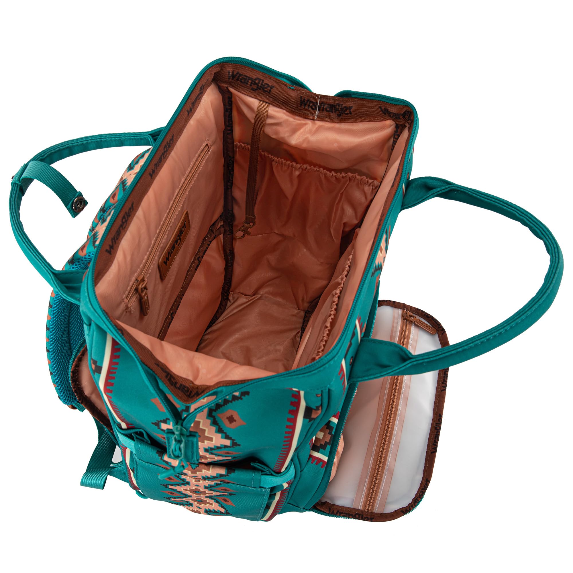 Wrangler Southwest Pattern Diaper Backpack - Baby Bag for Travel & Daily Use, Multi-Functional Western Style Daypack for Moms & Dads - Perfect for Outings, Shopping & Family Trips