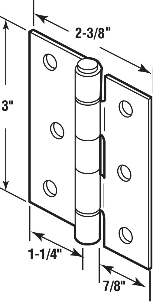 Prime-Line K 5039 Screen Door Replacement Hinges - 3 Inch Steel Hinges, Black (2 Pack) - Heavy Duty Door Hardware for Patio, Porch & Storm Doors