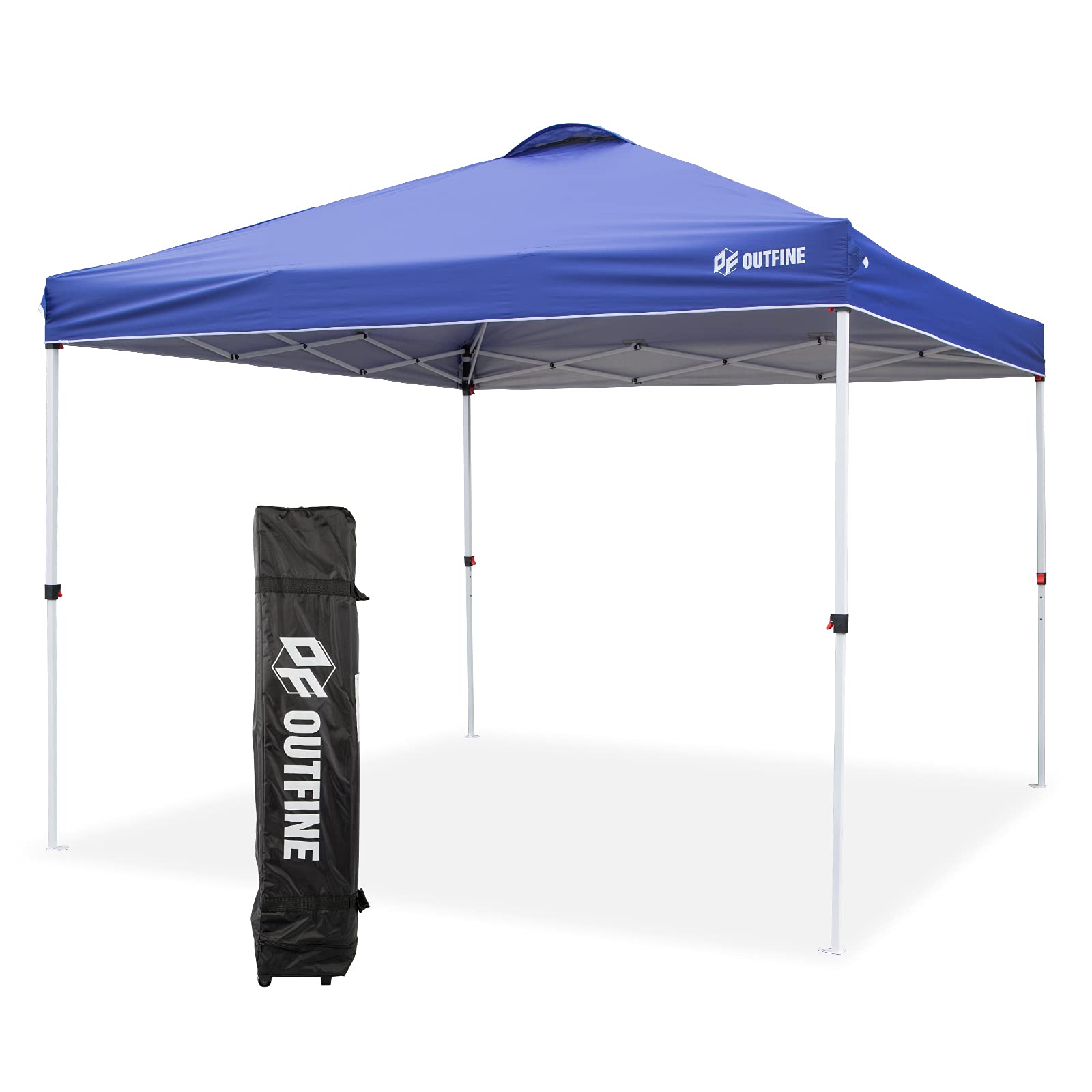 OUTFINE 10x10 FT Pop-up Canopy Tent - Instant Gazebo with Wheeled Carry Bag, 4 Sandbags & 8 Stakes (Blue) - Perfect for Outdoor Parties, Camping, Beach, and Backyard Events