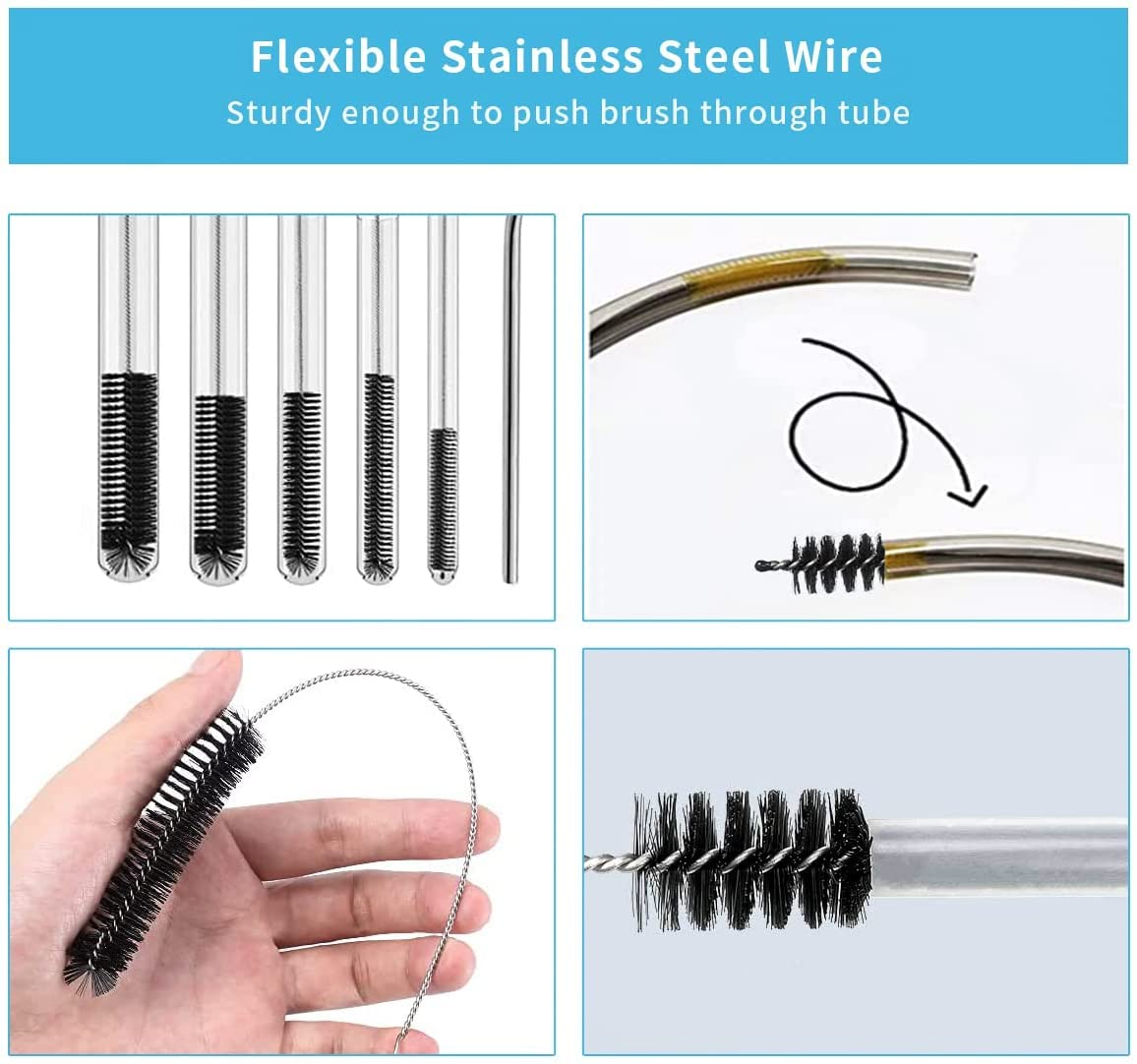 Utoolmart 5-Pack Stainless Steel Wire Tube Cleaning Brushes - 1.2-inch Diameter, 12-inch Length Spiral Power Brush for Bottles, Pipes & Tubes | Heavy-Duty Cleaning Tool for Home, Kitchen, Plumbing & Industrial Use