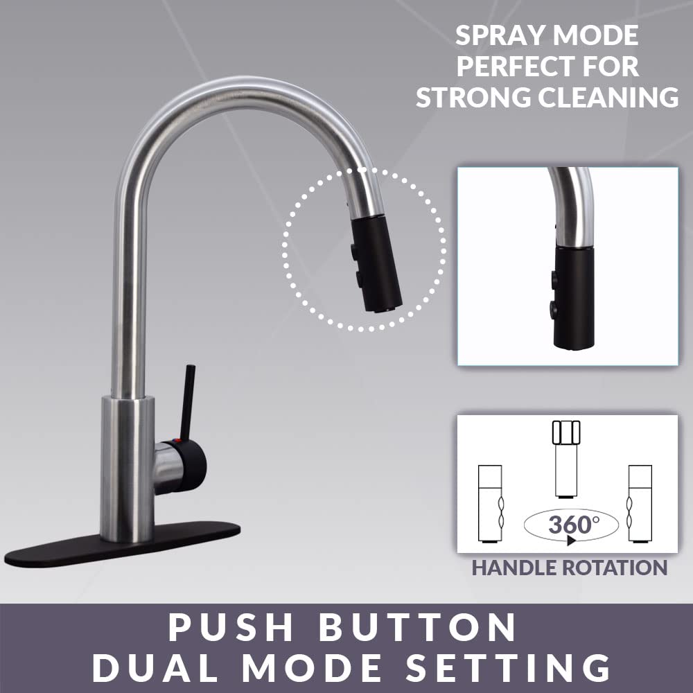 Westbrass KD08B-12 Dual Spray Pull Down Kitchen Faucet with Push Button Mode - Oil Rubbed Bronze Finish for Modern Sinks (Perfect for Washing Dishes, Filling Pots & Cleaning Countertops)
