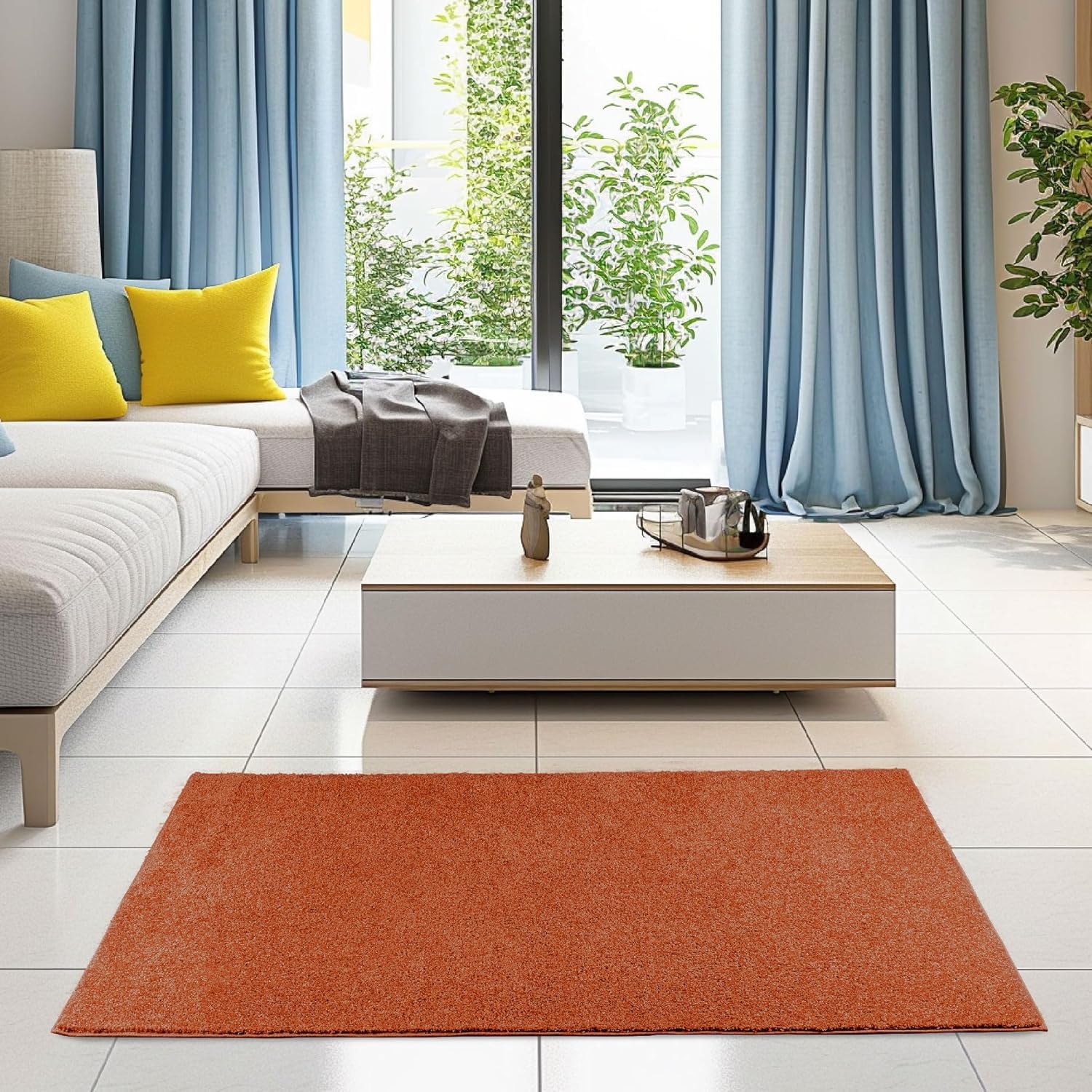 Ambiant Broadway Collection Pet Friendly Area Rugs - 2' x 8' Oval Indoor Stain Resistant Rug for Living Room, Bedroom, Dining Room | Orange Home Decor | Perfect for Entryway, Doorway, Kids & Pets | Wedding Gift Idea