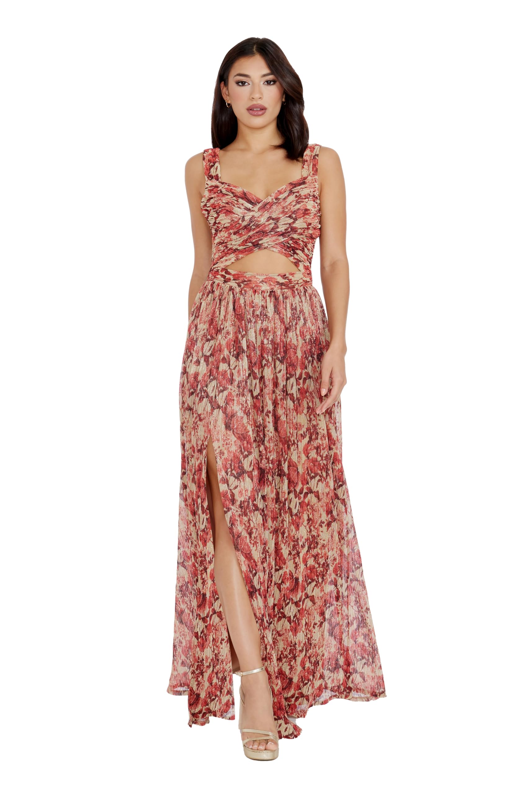 Dress the Population Women's Mirabella Fit and Flare Maxi Dress - Elegant Formal & Wedding Guest Dress for Special Occasions