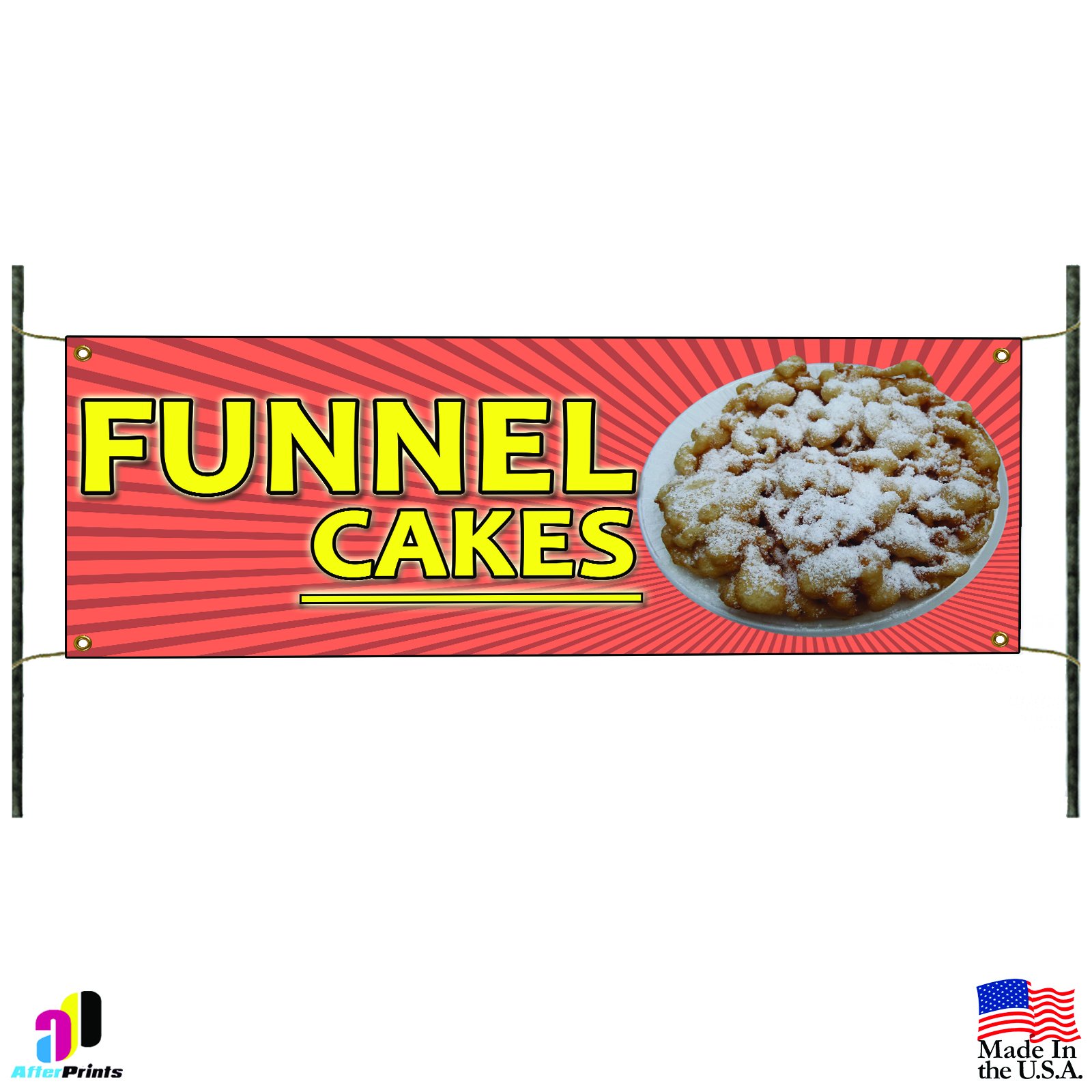 Premium Vinyl Funnel Cake Banner Signs for Lawn Food Fairs & Concession Stands - Durable Advertising Display for Outdoor Events & Carnivals