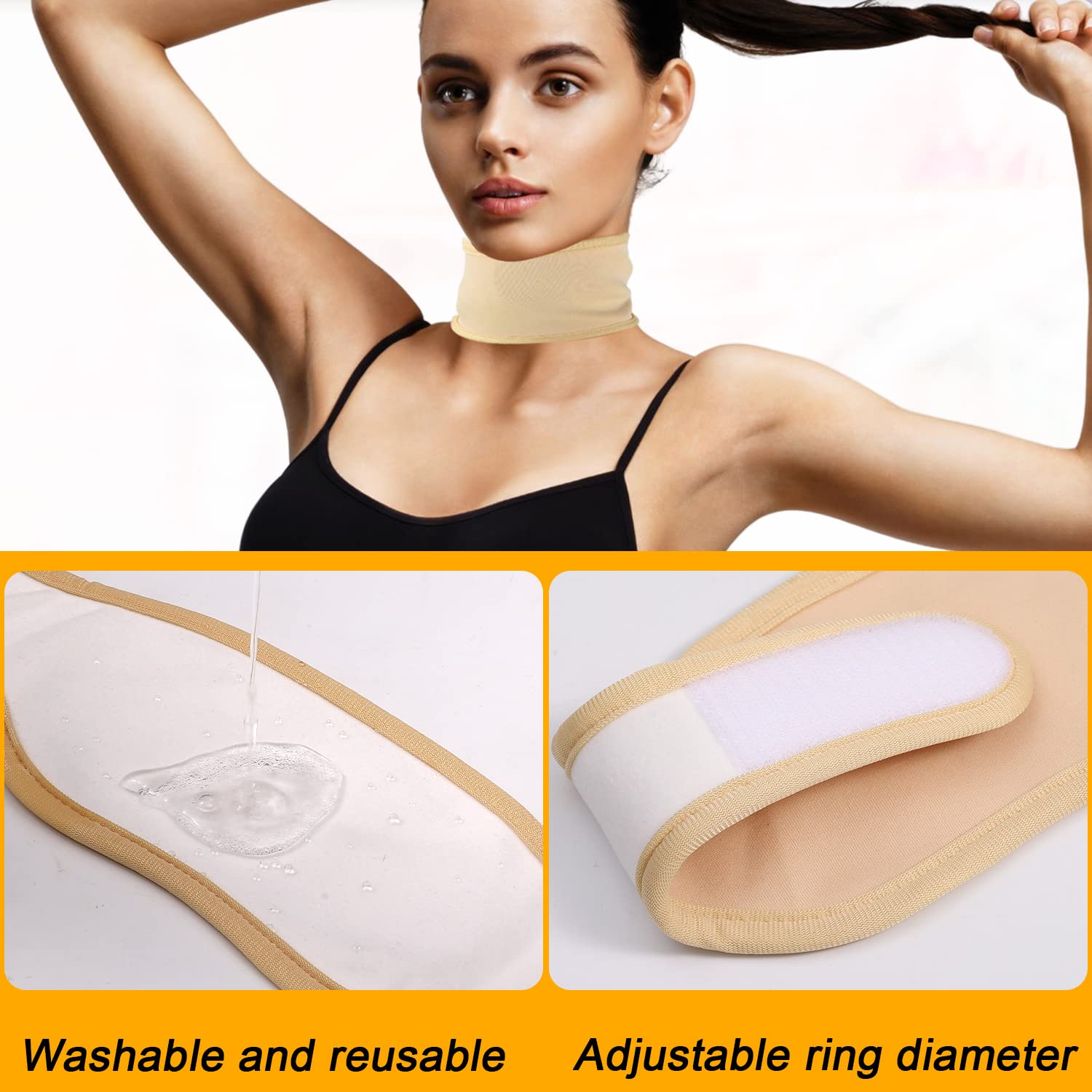 Organic Castor Oil Pack for Neck Pain Relief - Reusable & Adjustable Cotton Wrap with Magic Adhesive (Khaki) | Natural Therapy for Muscle Relaxation, Lymphatic Drainage & Skin Care - Castor Oil Not Included