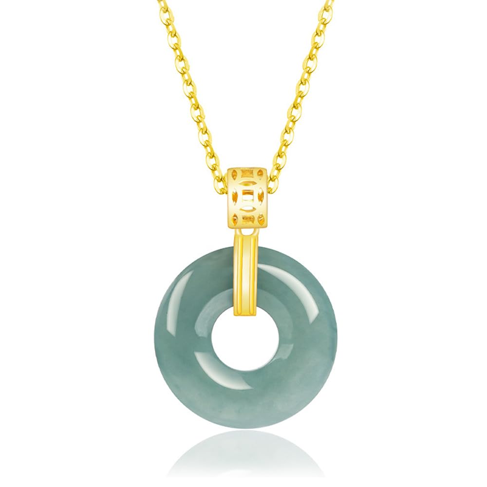 Natural Green Jade Necklaces for Women - Lucky Donut Jade Pendant Necklace, Spiritual Amulet Jewelry Gift for Birthday, Anniversary & Healing Energy