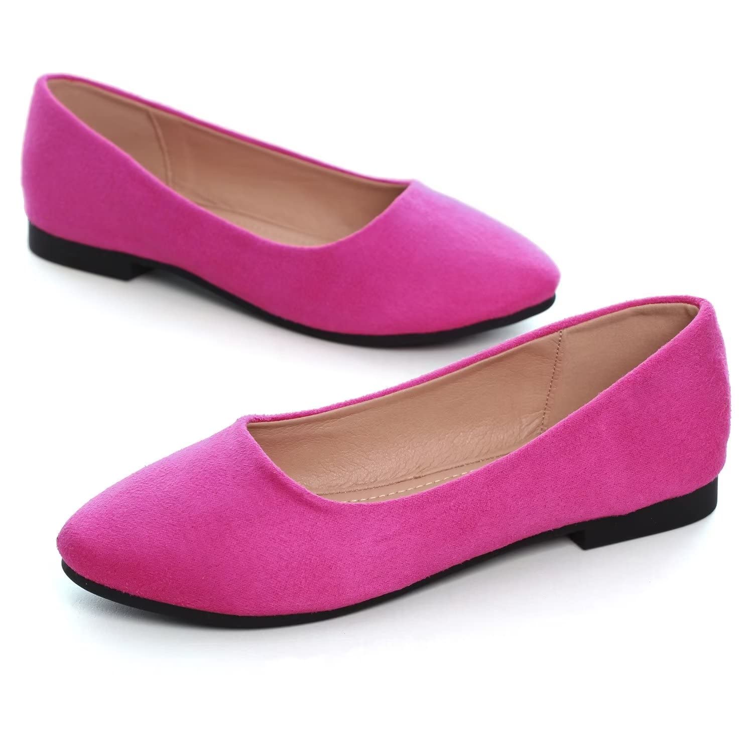 Women's Classic Pointy Toe Slip On Ballet Flats - Comfortable Solid Color Casual Shoes for Work, Office & Everyday Wear