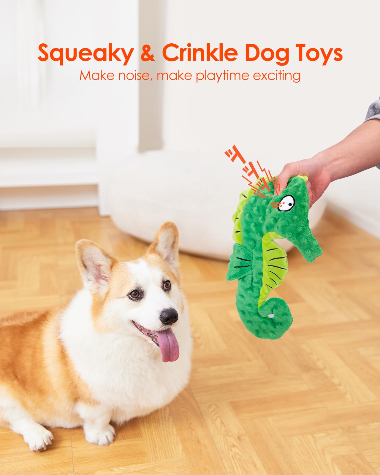 HGB Squeaky & Crinkle Dog Toys for Small Medium Large Breeds - No Stuffing Plush Chew Toys for Aggressive Chewers, Puppy Teething, Pet Entertainment - 2 Pack - Perfect for Indoor Play, Outdoor Fetch & Training Rewards