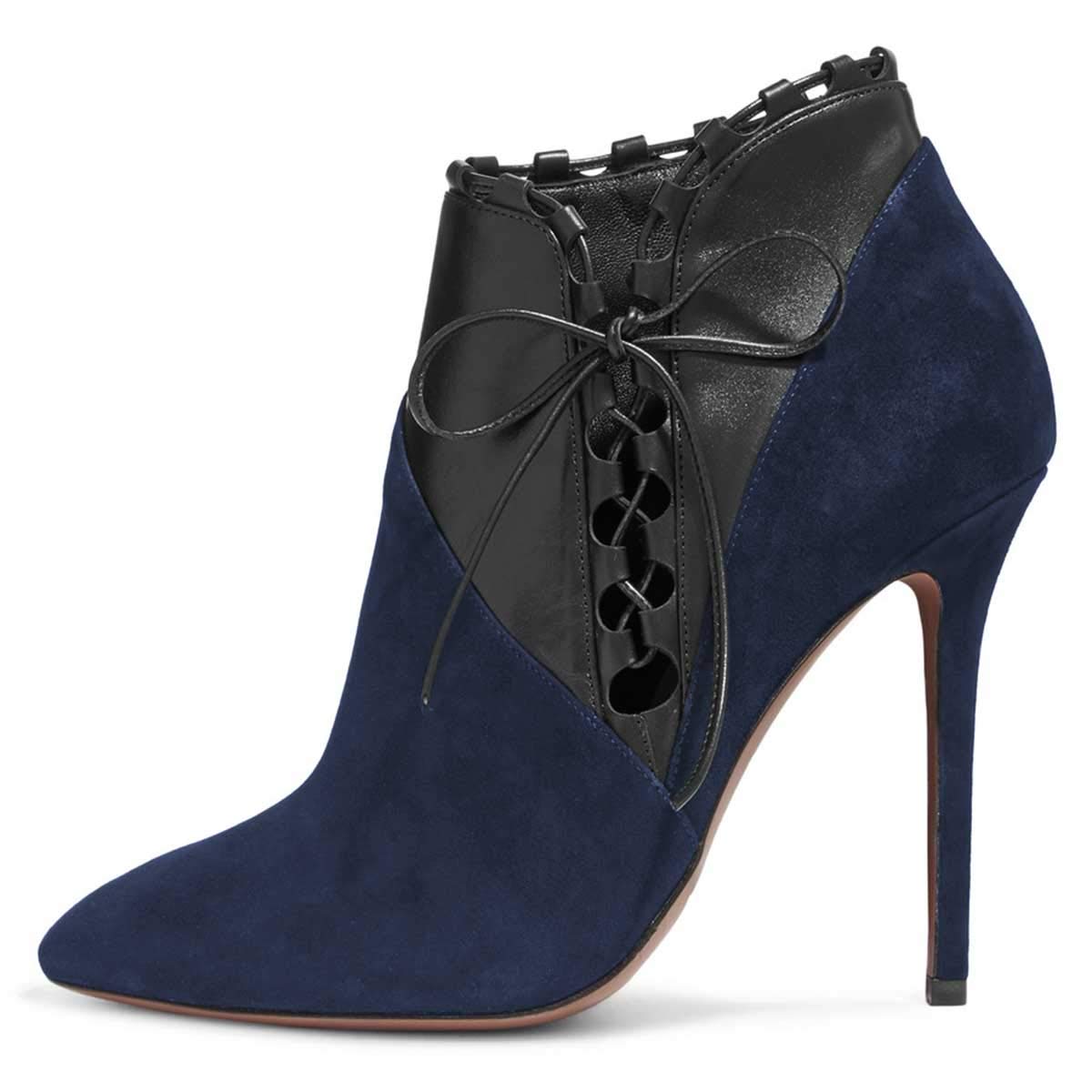 FSJ Women's Fashion Closed Toe Ankle Boots - Lace Up Bowknot High Heel Pumps Stilettos for Winter, Office & Wedding - Size 4-15 US - Perfect for Work, Parties & Special Occasions