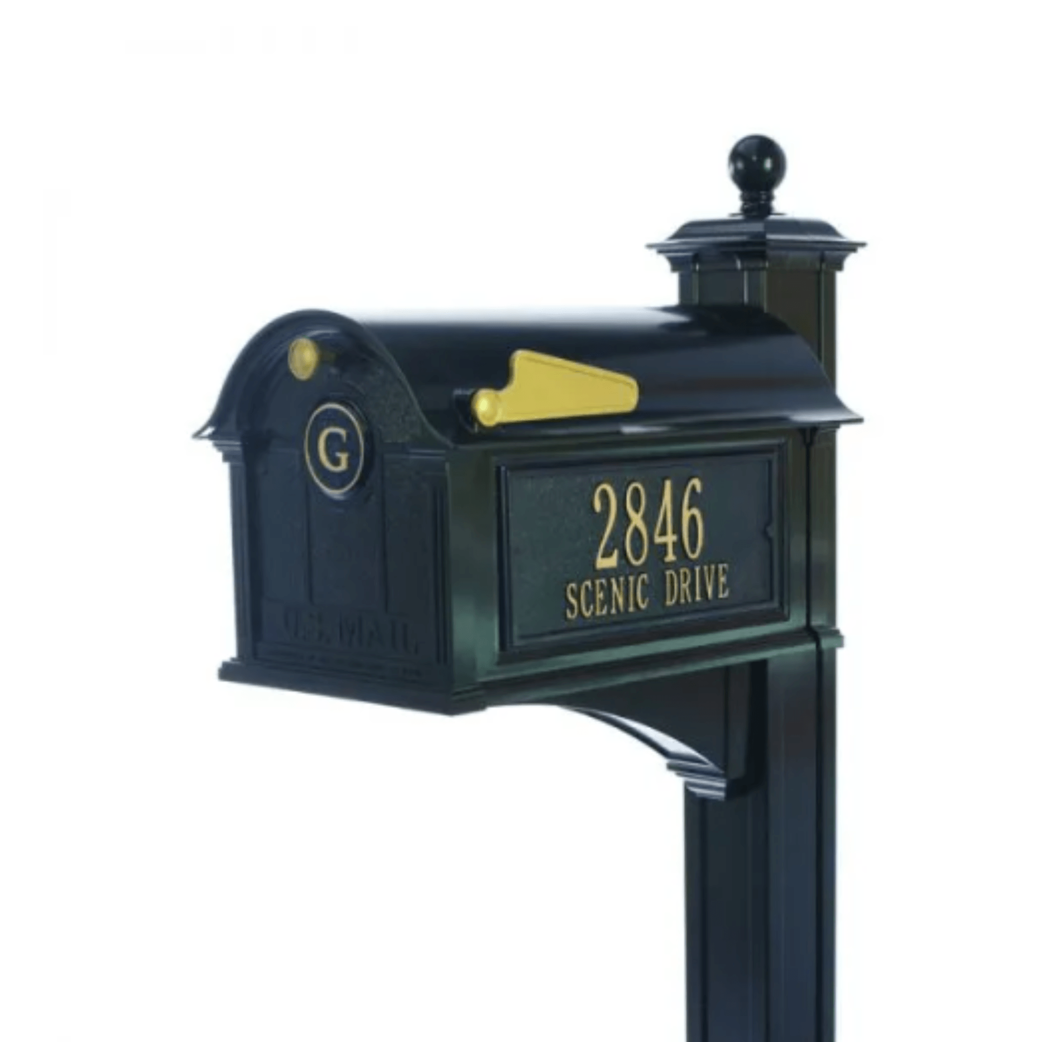 Personalized Mailbox Plaque with Monogram & Post Package - Custom Engraved House Number Sign in Multiple Finishes - Perfect for Front Porch, Garden & Curb Appeal Decor