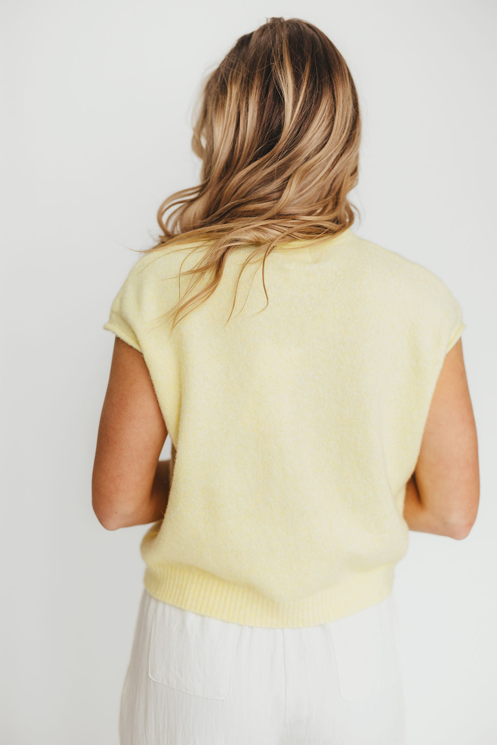 Wrenley Women's Knit Sweater Vest Cardigan - Soft Butter Yellow Pullover for Layering | Cozy Fall & Winter Fashion, Office Wear, Casual Outfits