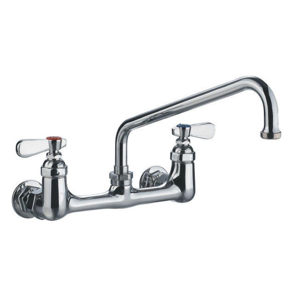 Whitehaus WHFS9814-12-C Heavy Duty Wall Mount Utility Faucet with Extended Swivel Spout & Lever Handles - Polished Chrome - Perfect for Laundry Rooms, Basements, and Outdoor Use