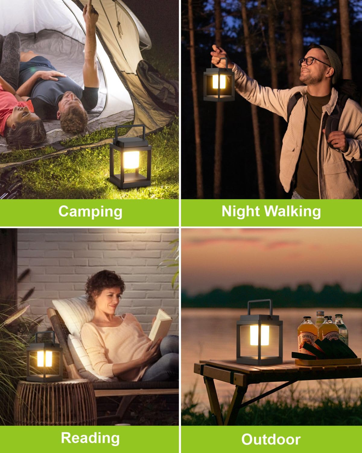Solar Powered Outdoor Table Lamp - Waterproof LED Nightstand Light, Cordless Rechargeable Battery Operated Lantern for Patio, Garden, Camping & Reading | Perfect for Backyard Decor, Bedside Lighting and Outdoor Adventures