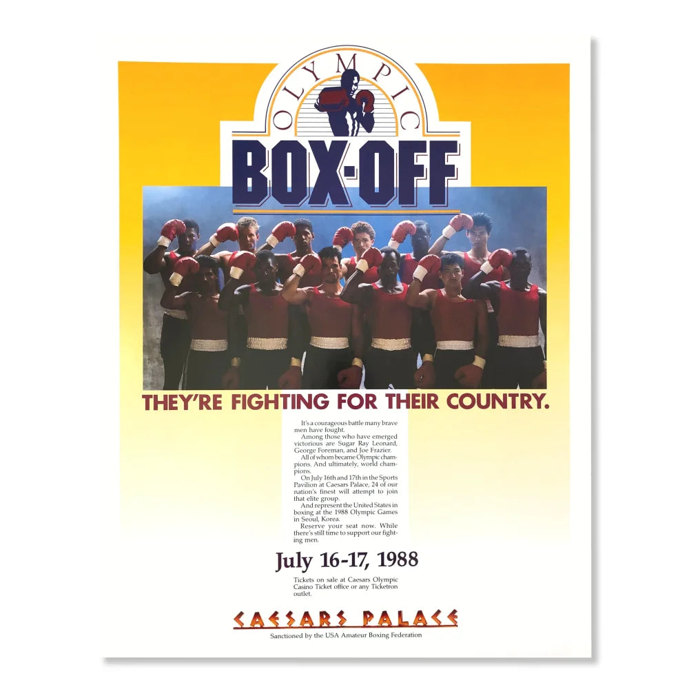 Leonard Foreman 1988 Olympics 22x28 Poster with COA - Authentic Collectible Memorabilia from Caesars 7/16/1988 | Perfect for Sports Fans, Home Decor & Vintage Olympics Collections