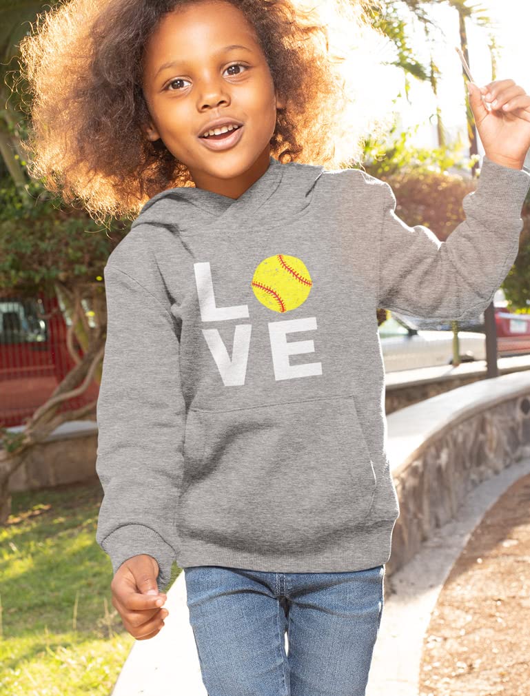 Tstars Love Softball Hoodie for Kids Girls - Cute Baseball Sweatshirt Gift for Softball Players & Fans - Perfect for Games, Practice & Team Spirit