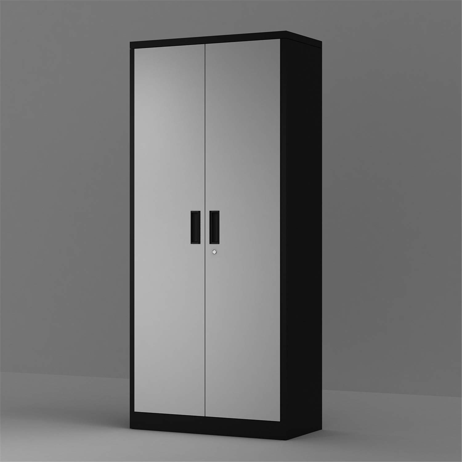 Modern 5-Shelf Steel Storage Cabinet with Adjustable Shelves & Lockable Doors - Black | Heavy Duty Metal Organizer for Bedroom, Office, Garage & Warehouse Storage