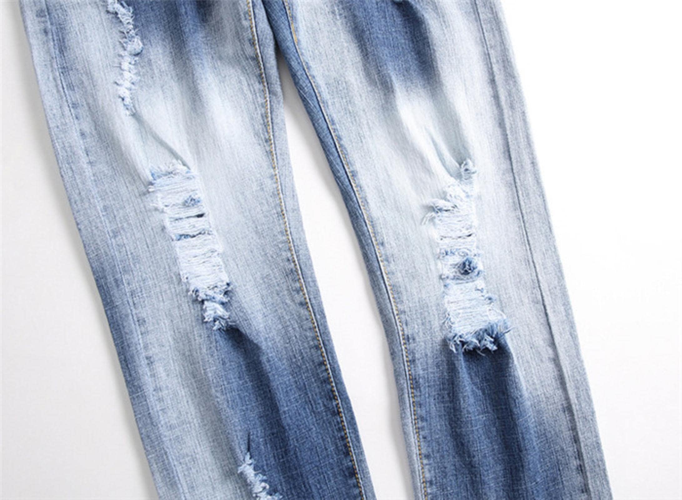 Retro Washed Slim Jeans for Men - Vintage Denim Over-The-Knee Pants | Perfect for Casual Wear, Street Style & Night Out