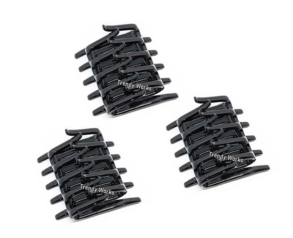Trendy 3-Piece Juda Hair Comb Clip Set - Interlocking Bun & Ponytail Hair Pins for Women & Girls (Black) | Perfect for Updos, Braids, Weddings & Everyday Hairstyles