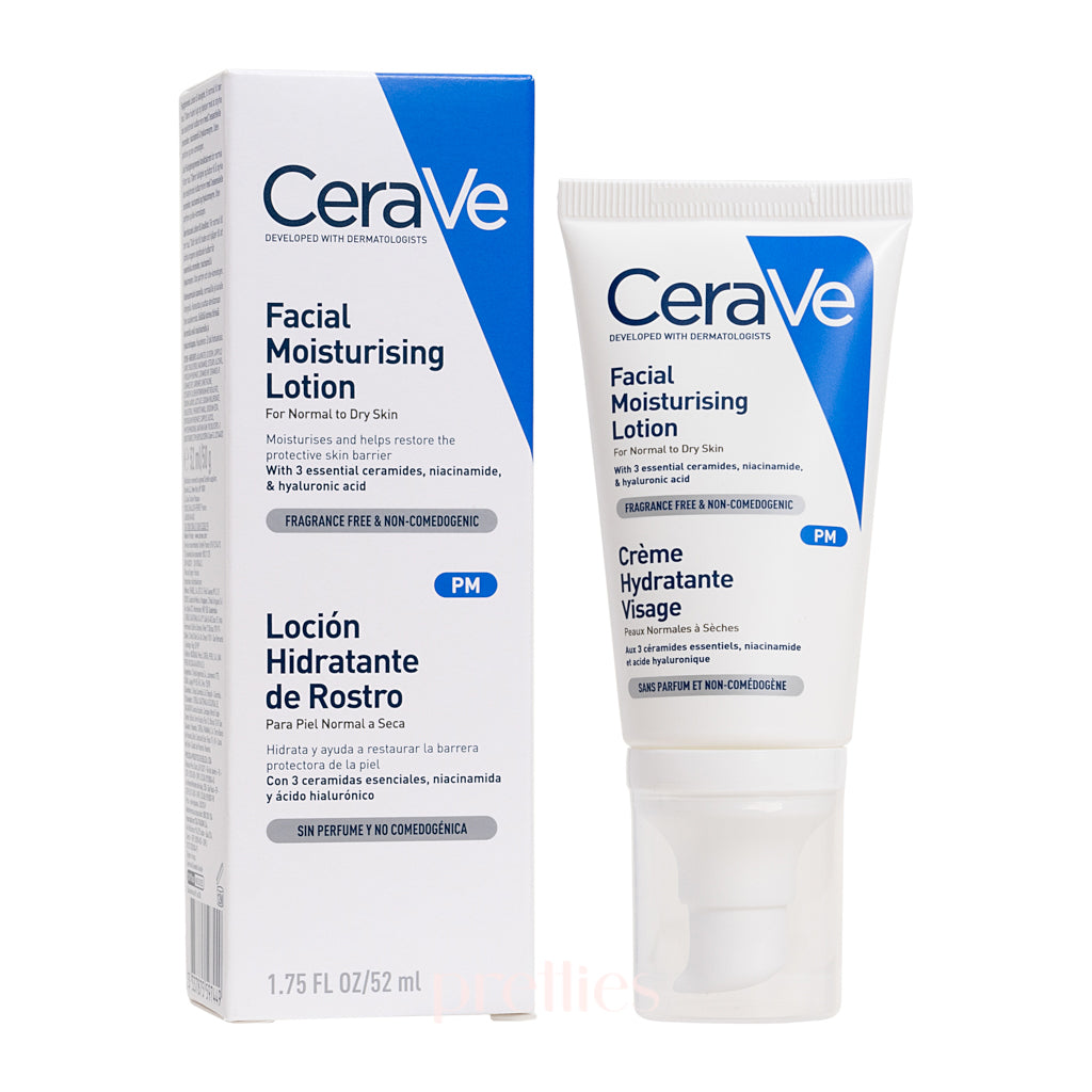 CeraVe Facial Moisturizing Lotion 52ml | Daily Moisturizer for Dry & Sensitive Skin | Face Cream with Hyaluronic Acid & Ceramides | Perfect for Day & Night Skincare Routine
