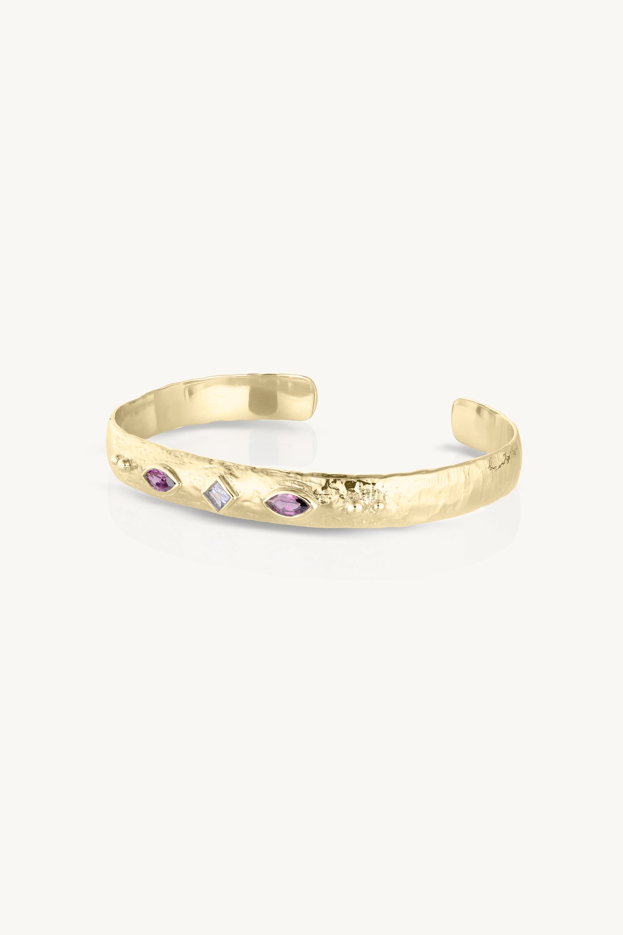 Exquisite Coronet Iolite & Rhodolite Gold Cuff Bracelet for Women - Elegant Jewelry Gift for Anniversary, Birthday & Special Occasions - Perfect for Evening Parties, Weddings & Formal Events