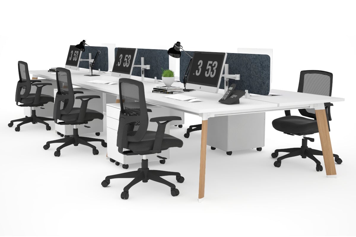 6-Person Wooden Workstation with Cable Management - 1400L x 800W Switch Office Desk for Team Collaboration | Perfect for Open Office Spaces & Conference Rooms