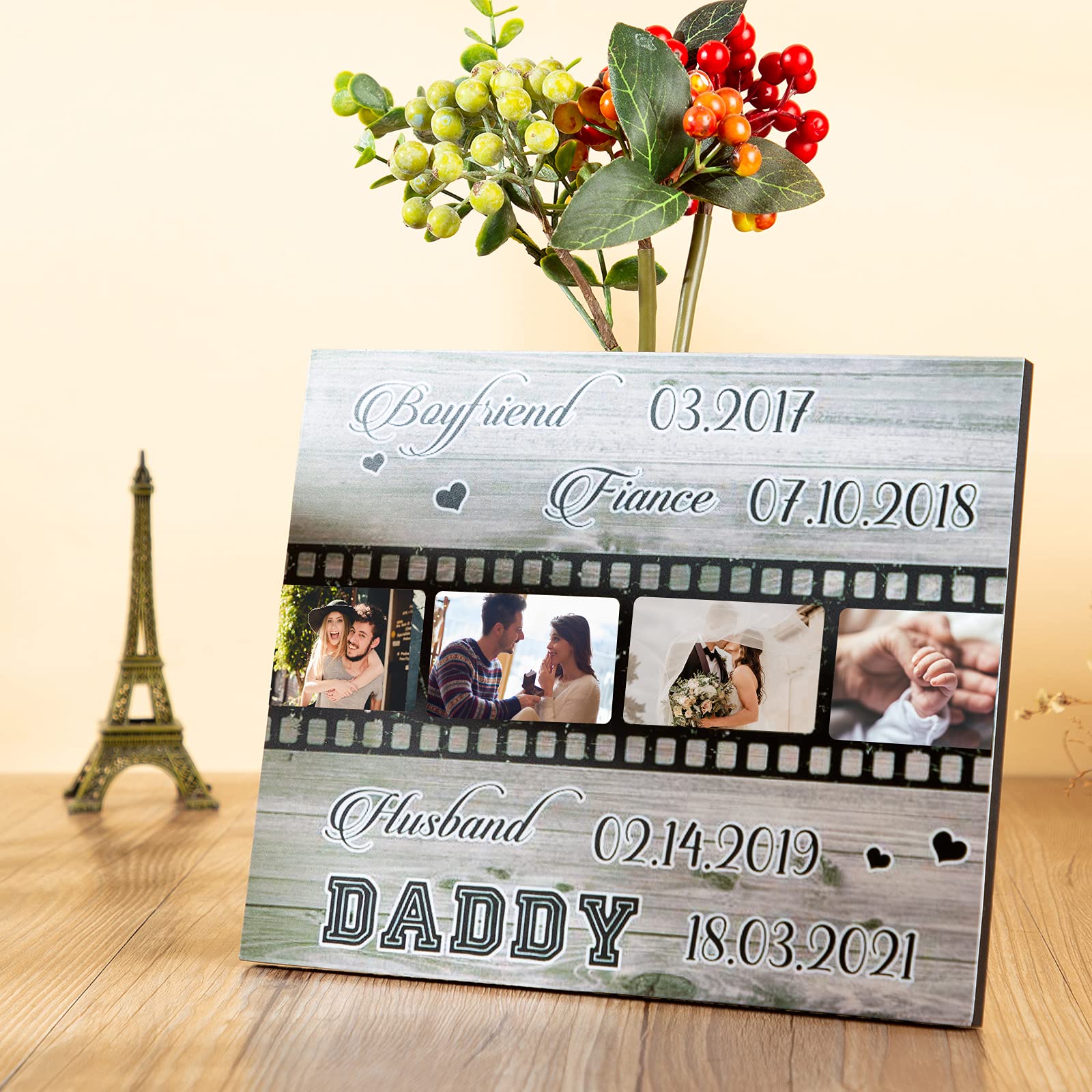 Personalized Father's Day Picture Frame - Custom Engraved Photo Gift for Dad, Husband, Boyfriend & Fiance - 9.84