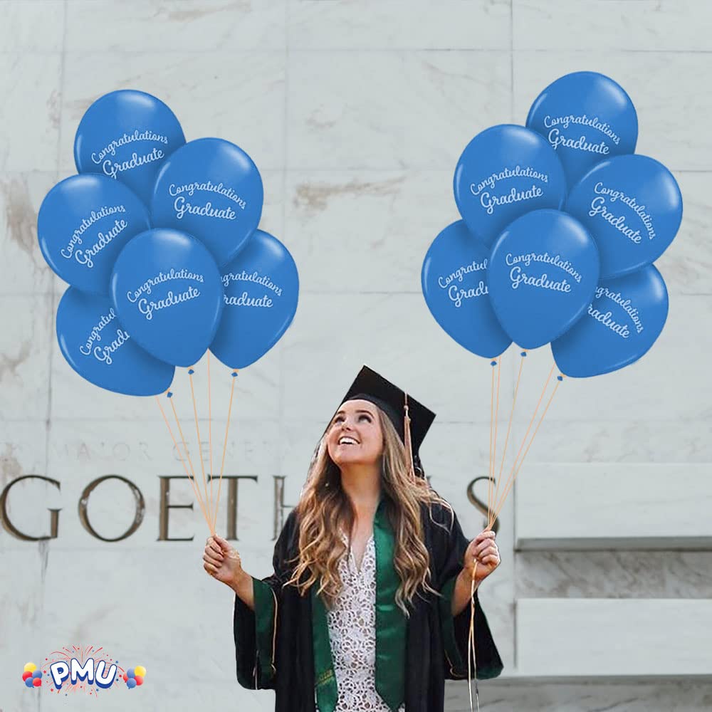 Premium Blue Graduation Balloons - 25 Pack Congrats Grad Latex Balloons for Graduation Parties, Decorations & Celebrations | Perfect for Graduation Ceremonies, College Graduation Parties & High School Graduation Decor