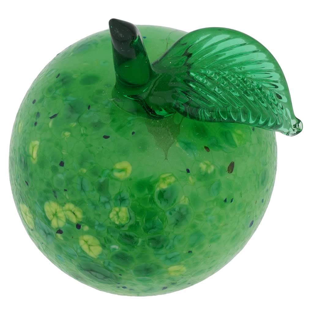 Authentic Murano Glass Apple Figurine - Handcrafted Green Venetian Art Glass Collectible | Home Decor, Gift Idea, Italian Souvenir