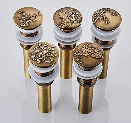Antique Brass Bathroom Vessel Sink Pop-Up Drain Strainer - 66mm Flip Top Stopper for Lavatory Basin, Clog Prevention - Perfect for Modern Vanities & Luxury Bathroom Renovations