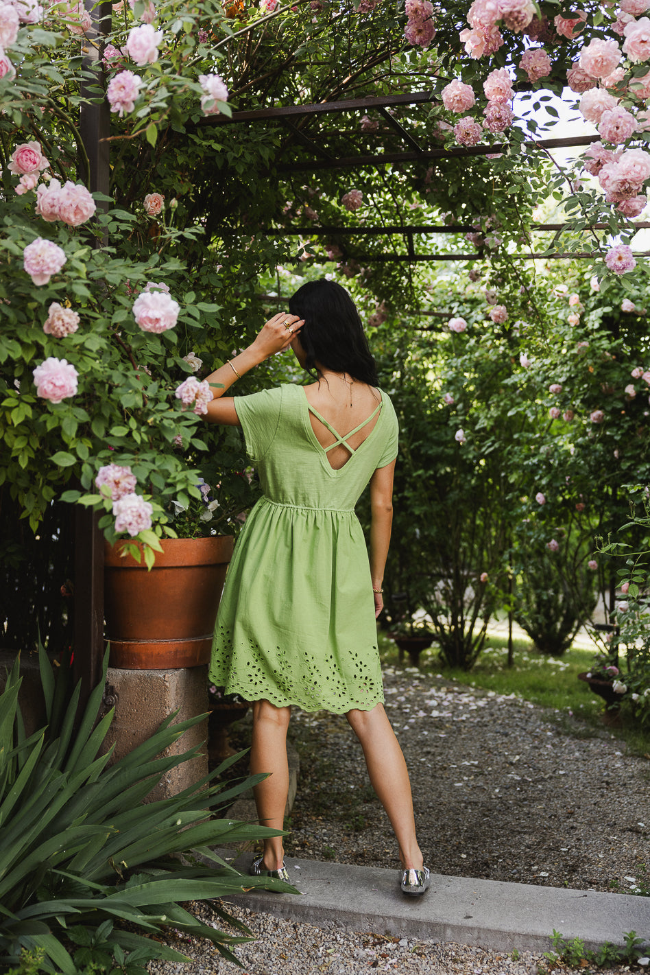 Aria Green Eyelet Lace Mini Dress - Women's Floral Summer Dress for Beach, Wedding & Party | Final Sale