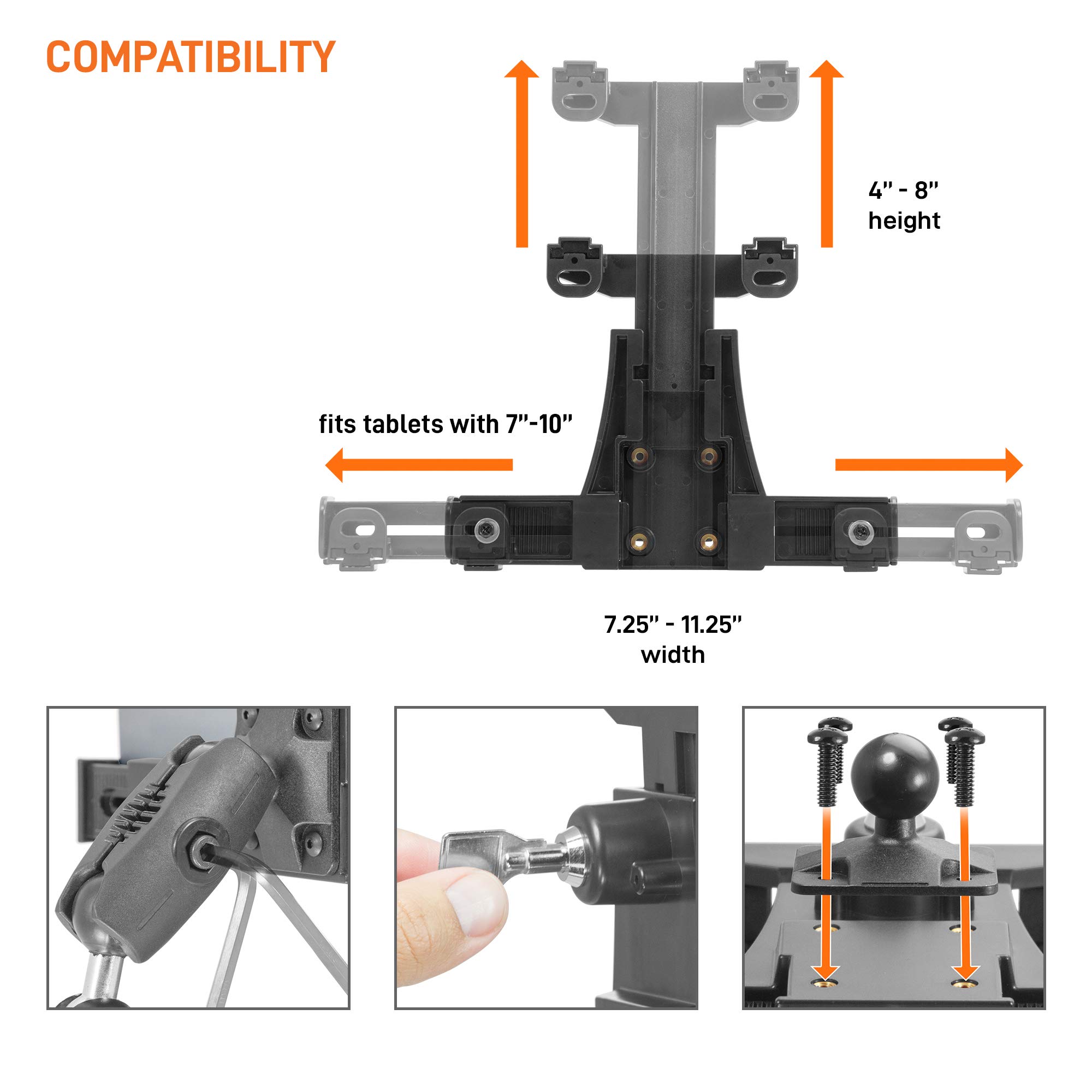 iBOLT Dockín Lock POS Tablet Stand with 3 Tablet Holders - Secure Mount for 7-10 Inch Tablets - Ideal for Delivery Apps (DoorDash, Uber Eats) & Retail Checkout Stations