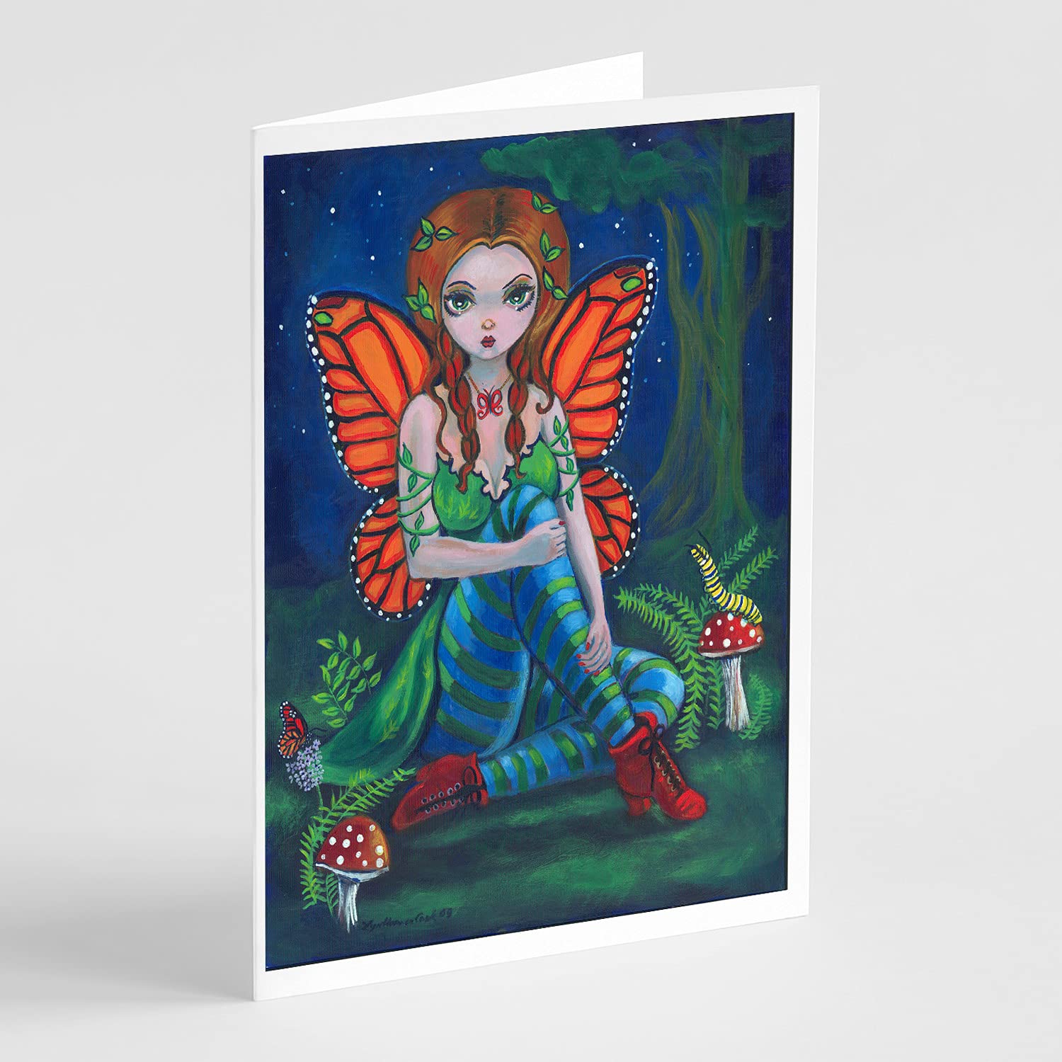 Fairy Monarch Greeting Cards and Envelopes Set - Pack of 8 Blank A7 Note Cards (5x7 Inches) for Birthday, Thank You & Special Occasions | Whimsical Floral Design by Caroline's Treasures