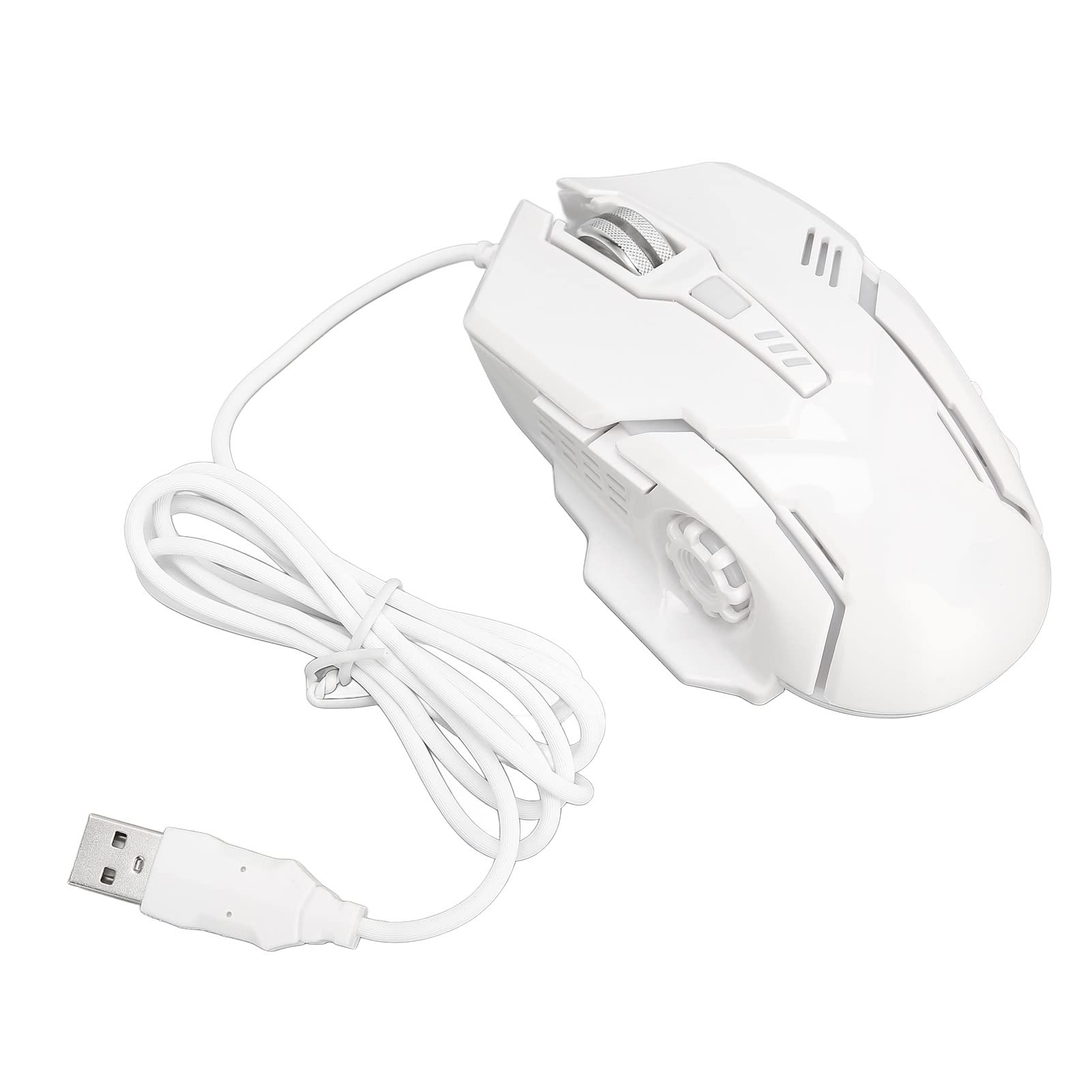 F7 Wired Gaming Mouse with RGB Backlit, 6 Programmable Buttons, Adjustable 3600 DPI, Ergonomic Design for PC & Laptop - Perfect for FPS, MOBA & Office Work (White)