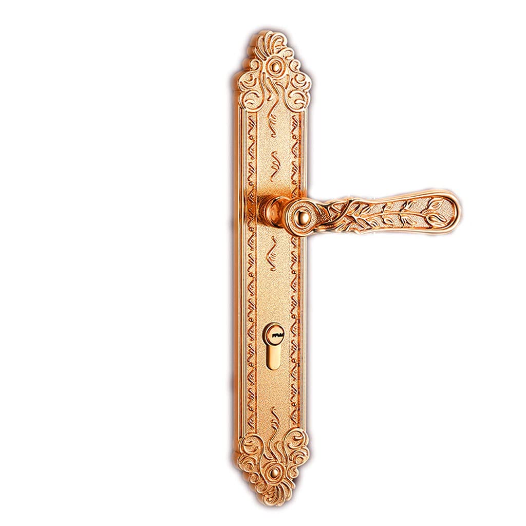 Modern Solid Wood Door Lever Handle with Key - Golden Finish for Villa, Interior, Bedroom, Study & Entry Doors | Secure & Stylish Home Upgrade