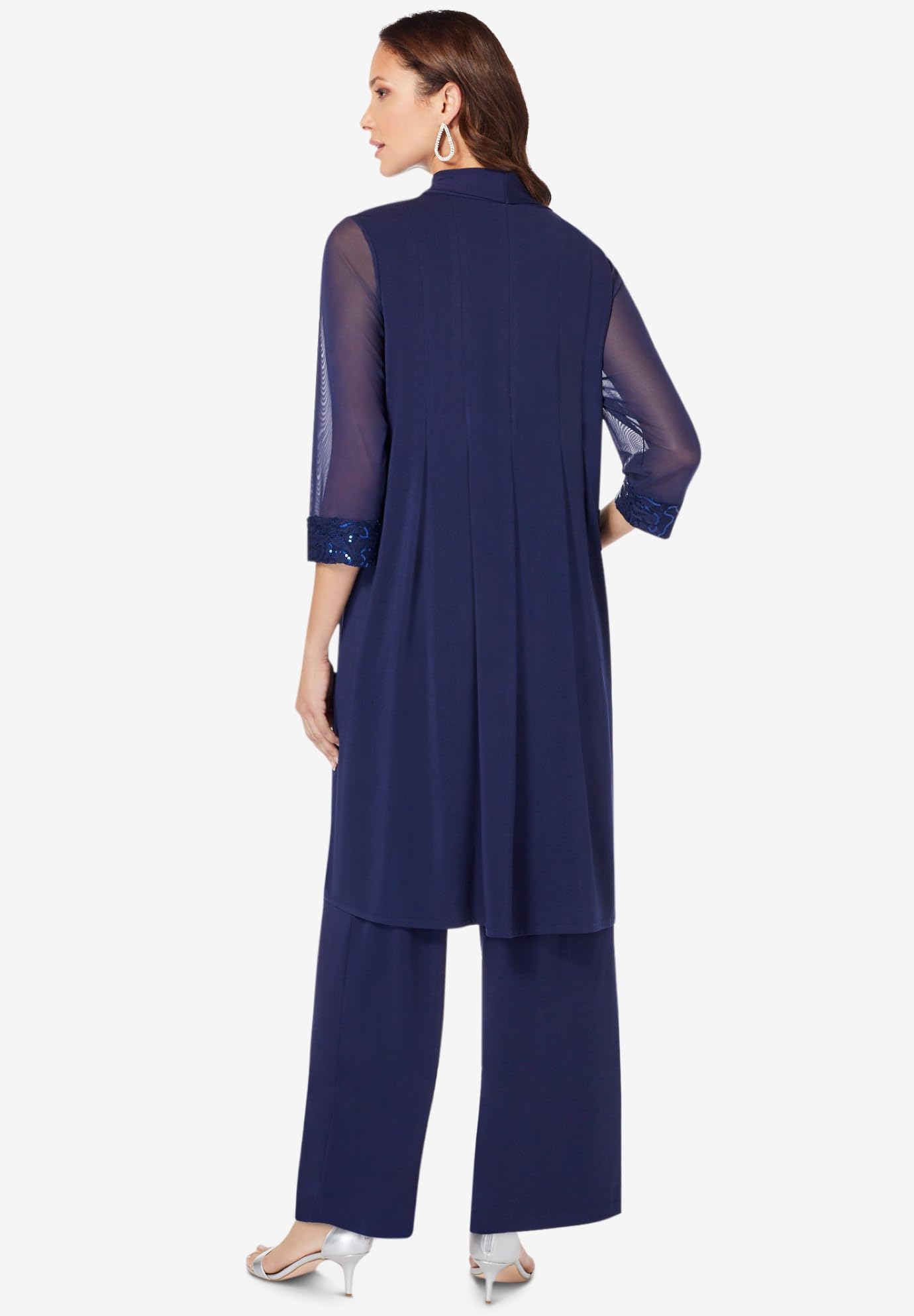 Roaman's Women's Plus Size Ultrasmooth Sequin Duster Pant Set - Elegant Lounge Wear for Evening Parties, Date Nights & Special Occasions