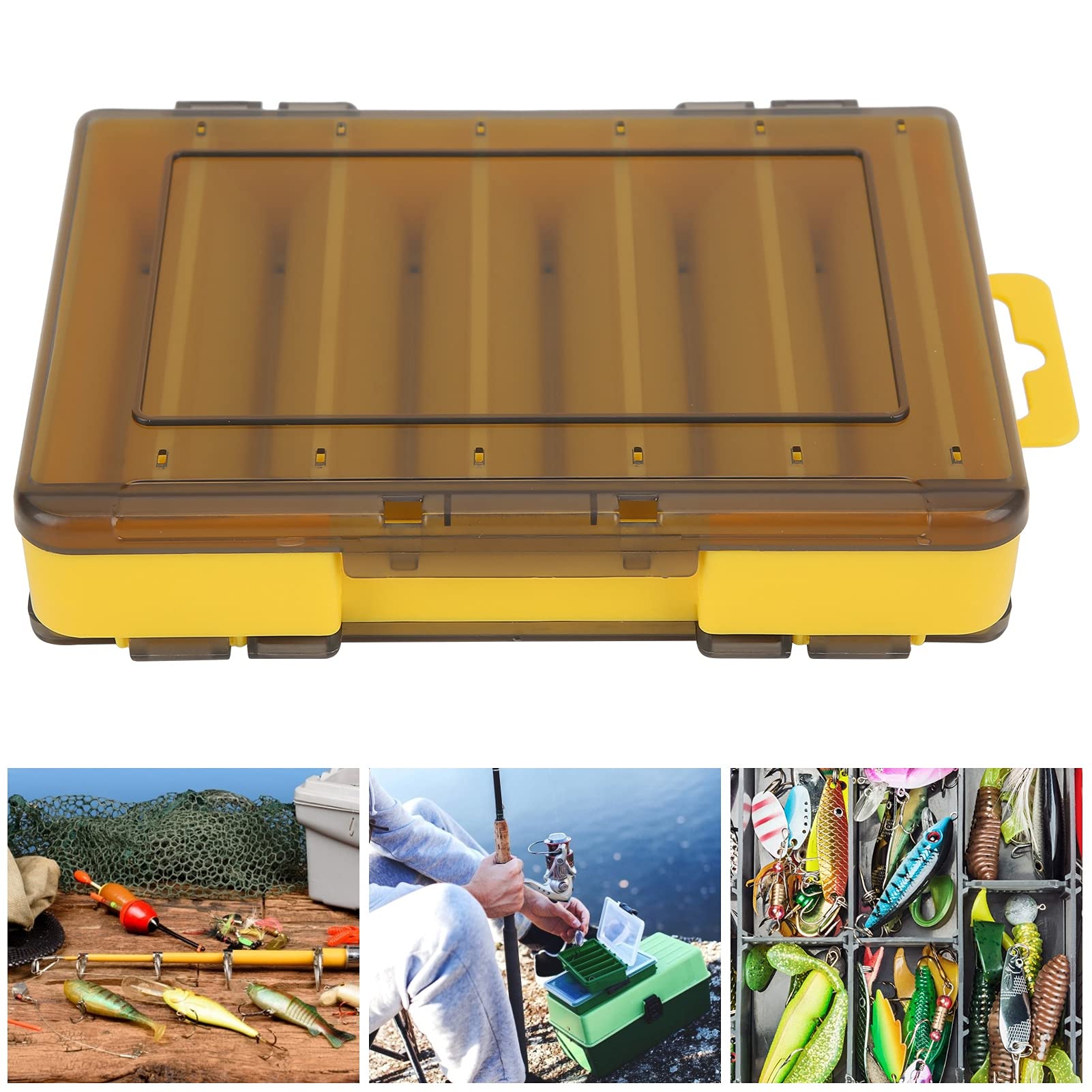 Ubersweet® Fishing Hook Storage Box - Durable Polypropylene Material for Long Service Life | Waterproof & Practical Fishing Accessories for Hooks, Lures & Tackle | Ideal for Saltwater & Freshwater Fishing Trips, Boat & Shore Fishing (Yellow)