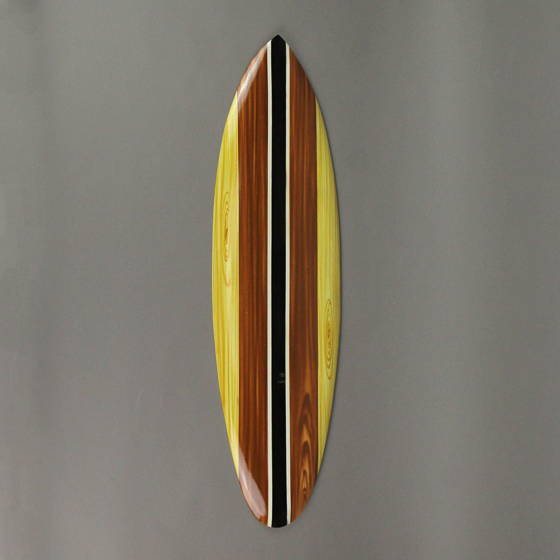 Set of 3 Handmade Striped Wooden Surfboard Wall Art - 32 Inch Coastal Beach Decor for Living Room, Bedroom & Office - Nautical Themed Home Décor for Beach House & Vacation Rental Decorations