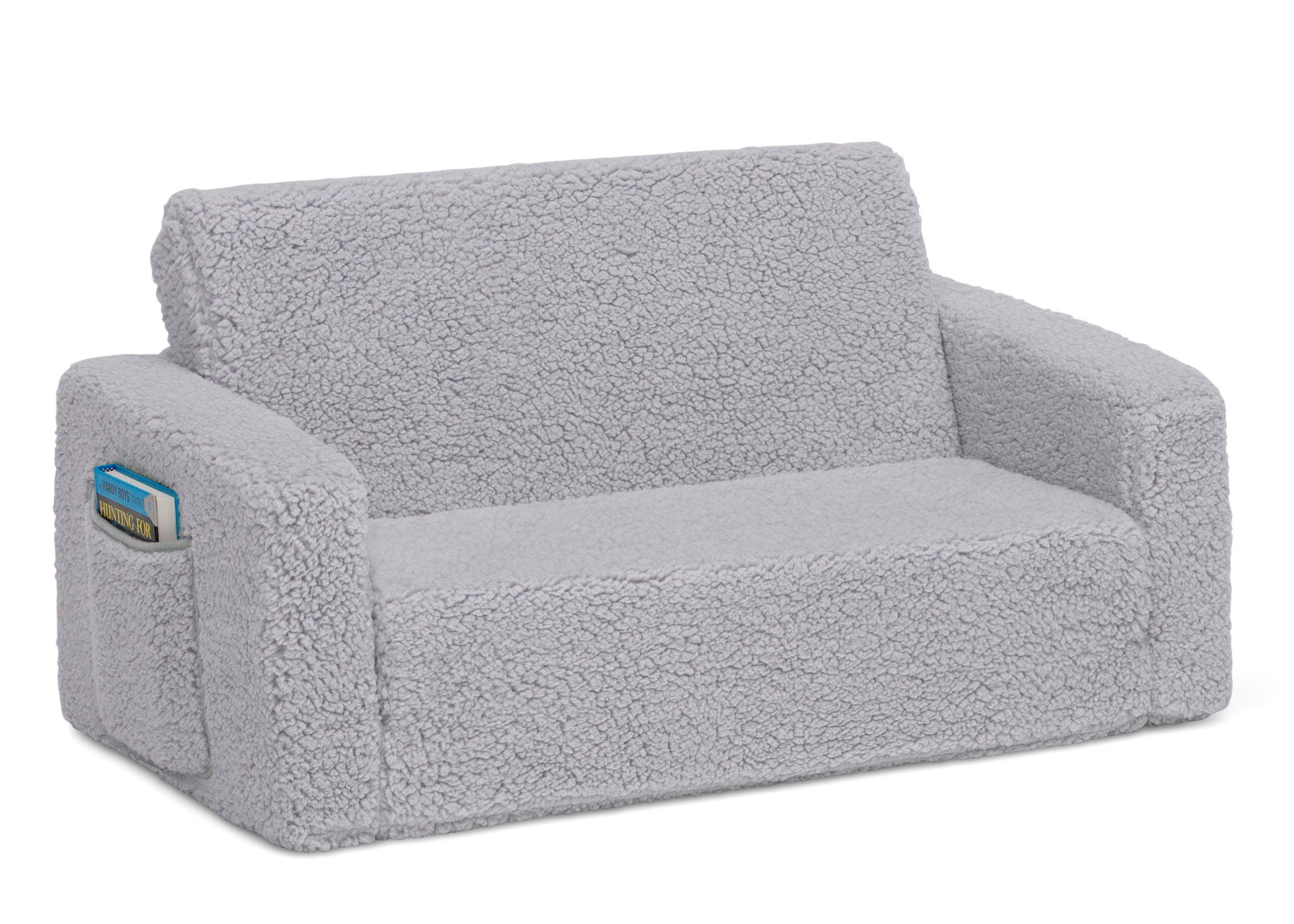 CoZee Flip Out Sherpa 2-in-1 Convertible Kids Sofa to Lounger - Soft & Comfortable for Playroom, Nursery or Bedroom - Perfect for Reading, Napping & Relaxing