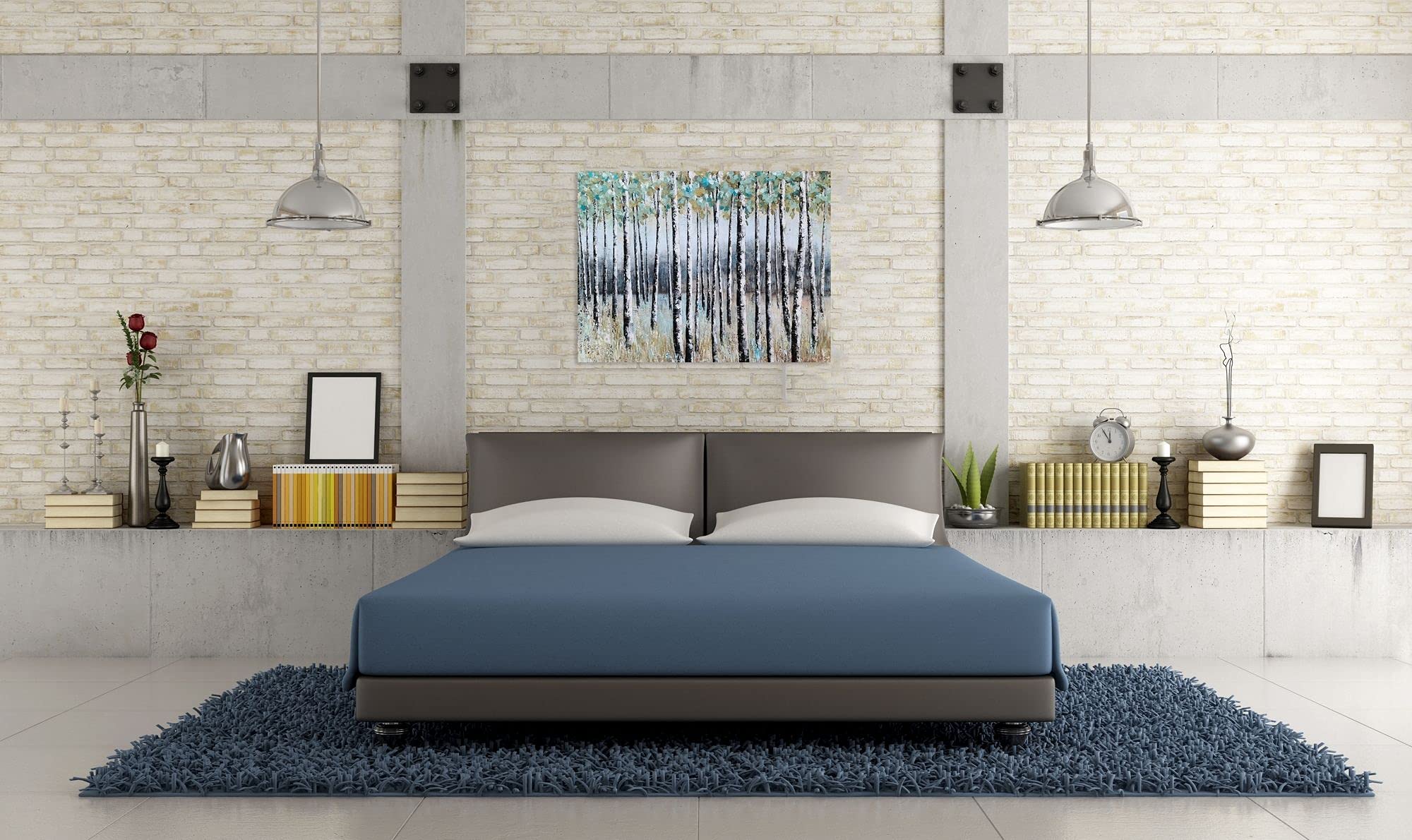 SYGALLERIER Modern Abstract Birch Tree Forest Painting - Textured Canvas Wall Art for Living Room, Bedroom & Bathroom Decor | Contemporary Landscape Artwork for Home & Office