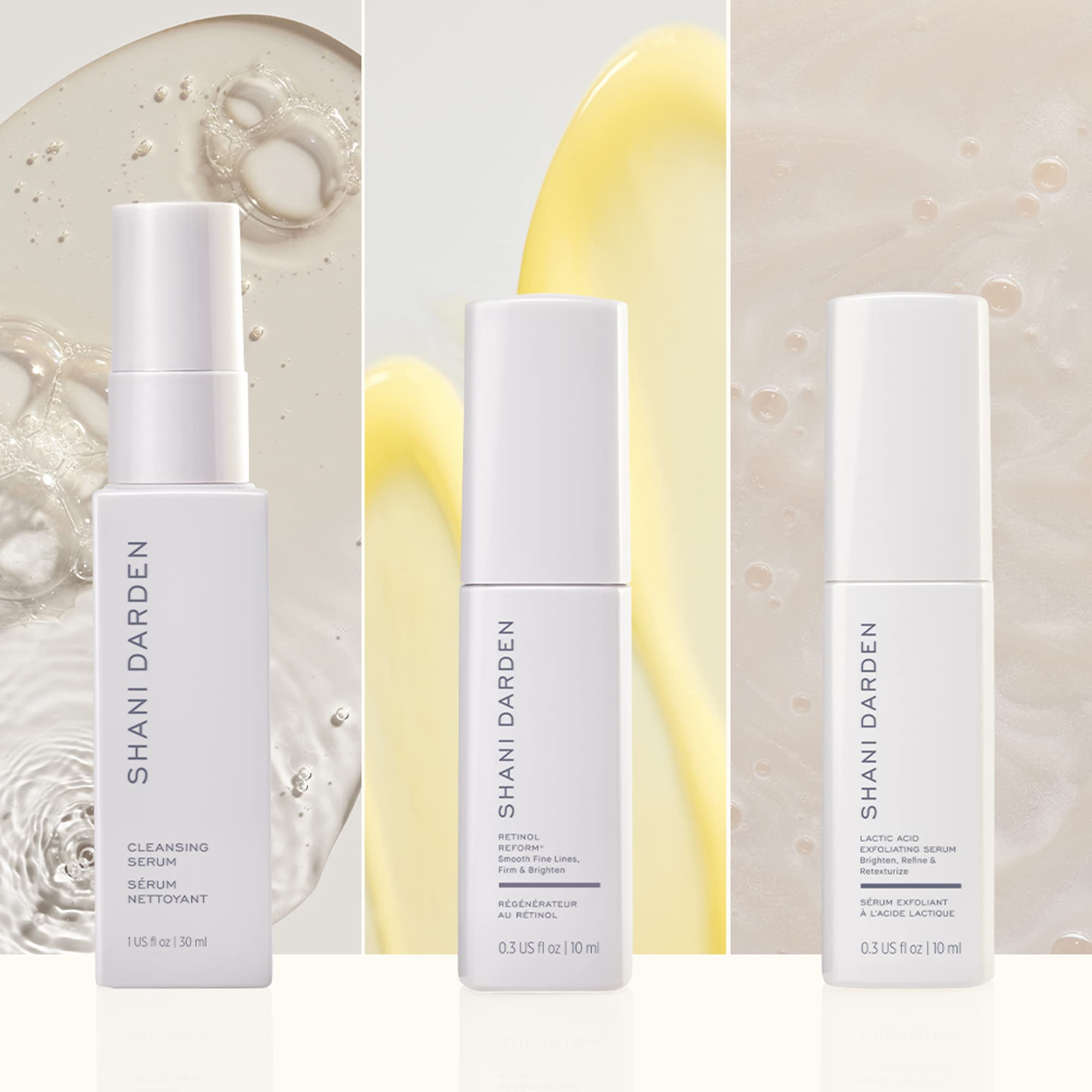 SHANI DARDEN SKINCARE Starter Set - Travel Size Cleanser, Retinol Reform Anti-Aging Serum & Lactic Acid Exfoliating Serum for Glowing Smooth Skin (3-Piece Kit) | Perfect for Travel, Daily Skincare Routine & Anti-Aging Treatment