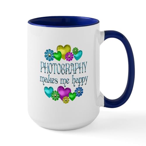 White/Navy Inside - Photography Large Mug
