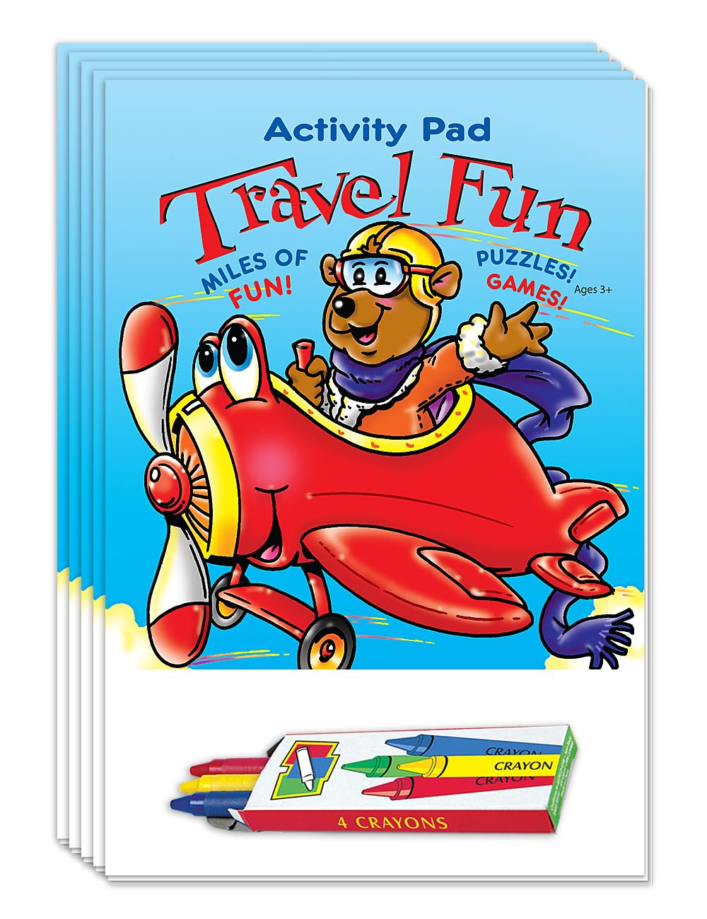 ZOCO Mini Activity Pads 50 Pack with Crayons - Kids Travel Games, Coloring Books, Mazes & Puzzles - Perfect for Birthday Party Favors, Goodie Bags, Road Trips & Airplane Activities for Children