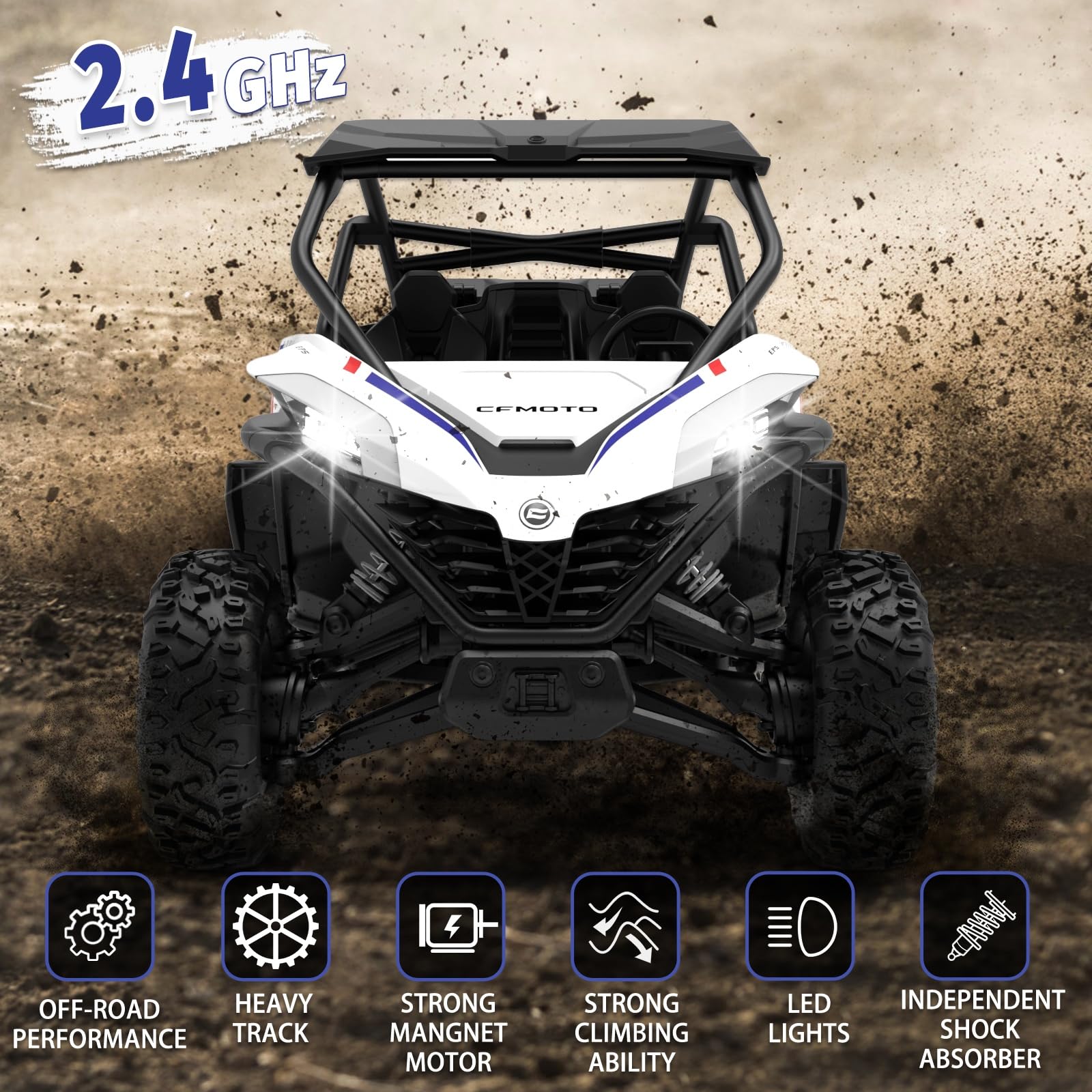 1:12 Scale Spobo 4WD Electric RC Crawler Car - All Terrain Remote Control Vehicle with LED Lights & 3 Speed Modes - Includes 2 Batteries - Perfect Off-Road Toy Gift for Boys, Girls & Adults - Great for Backyard Adventures, Trail Crawling & Outdoor Play