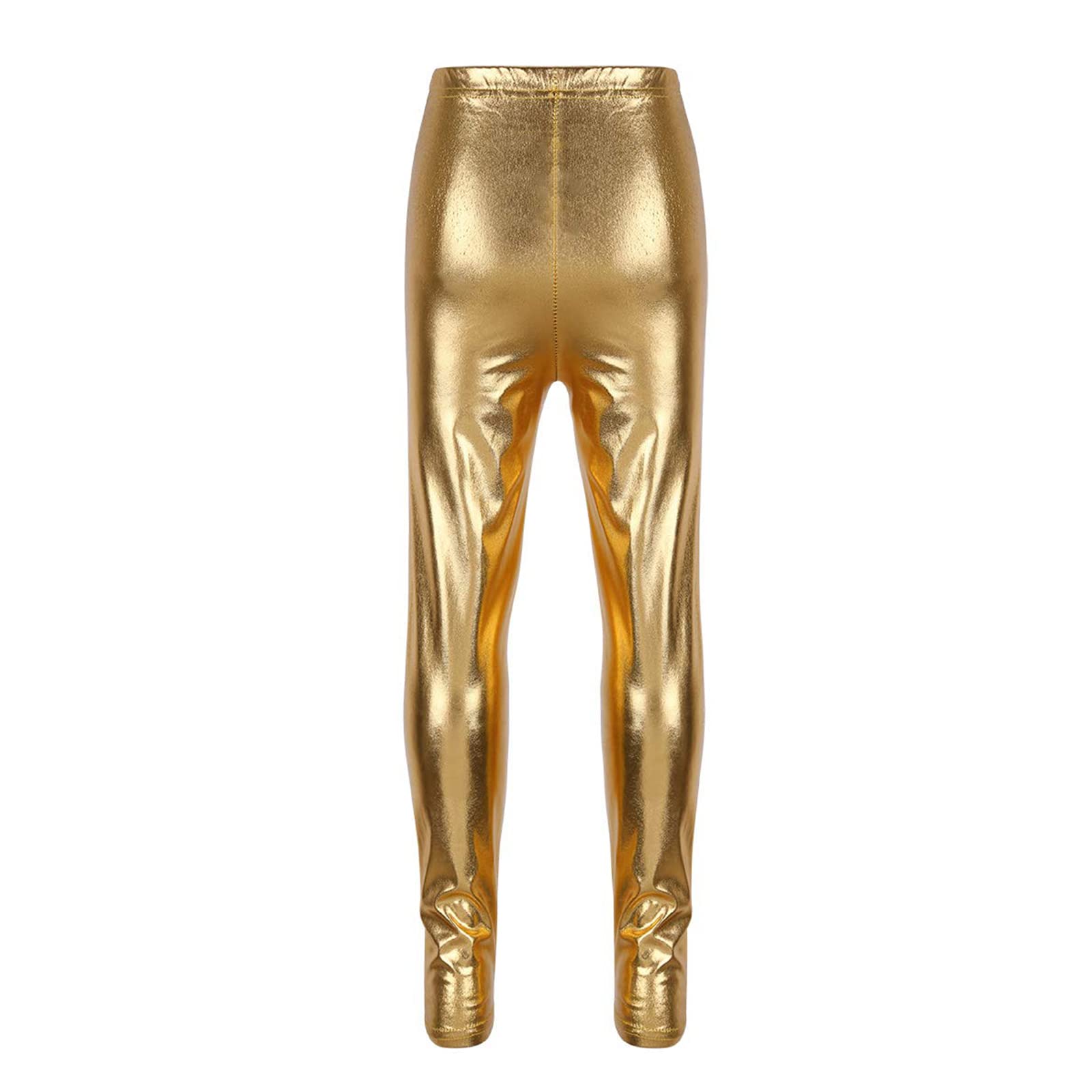 Kids Girls Boys Metallic Leggings Pants - Modern Hip Hop Street Dance Performance Costume Trousers for Stage Shows, Competitions & Daily Wear